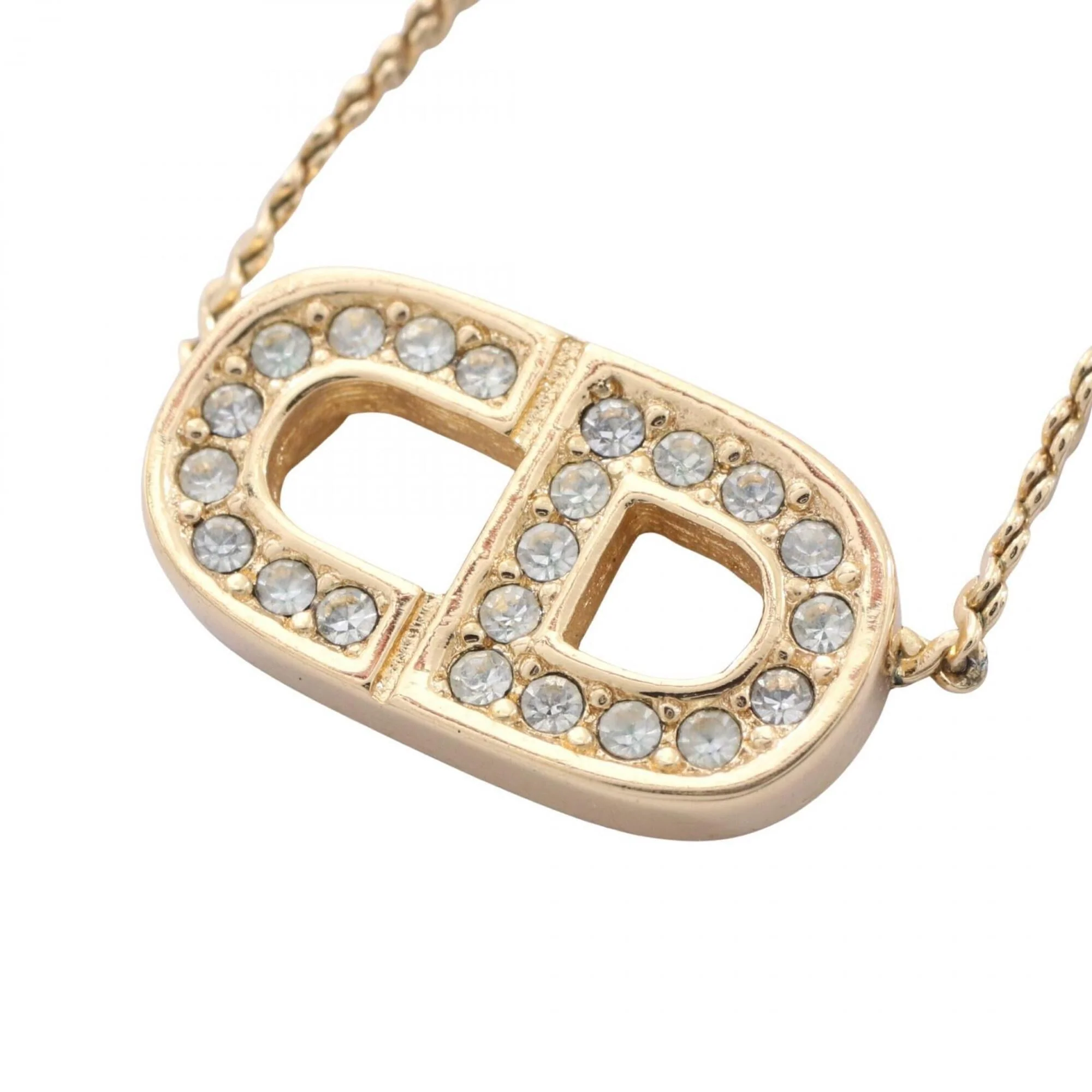 Pendant Necklace Gold and Rhinestone