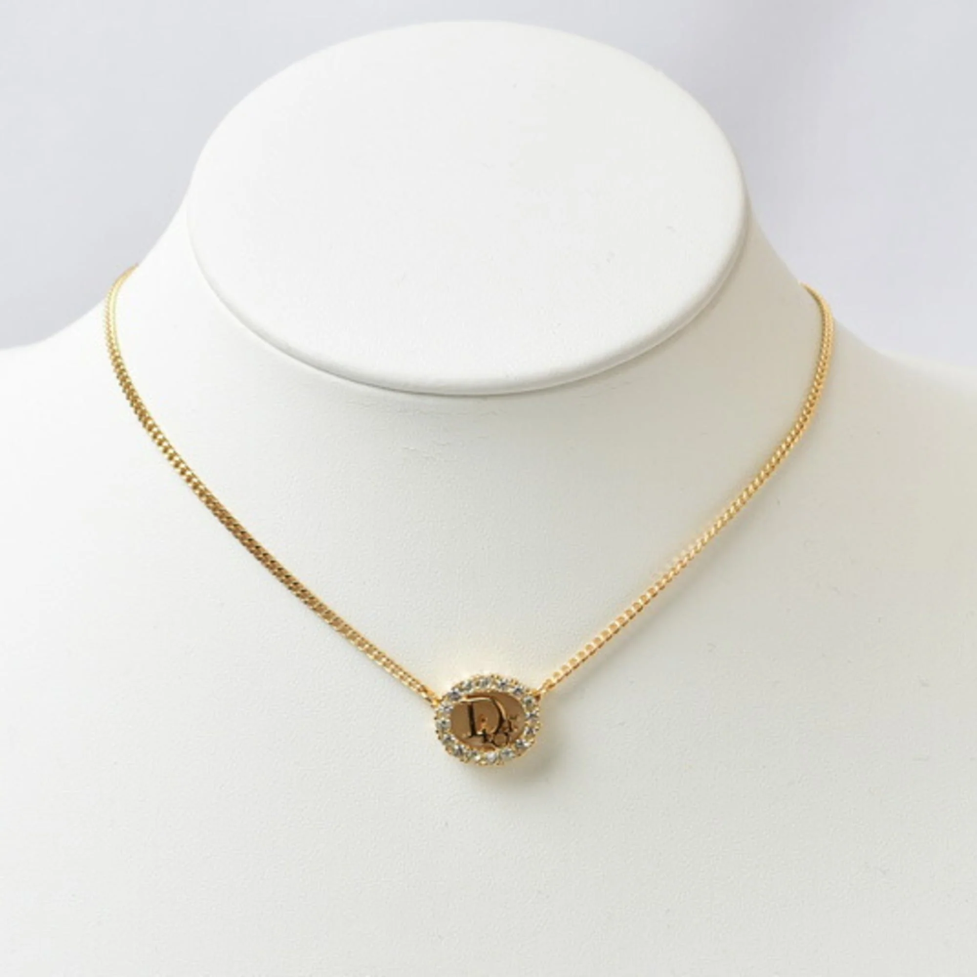 Pendant Necklace Gold and Rhinestone - Image 3