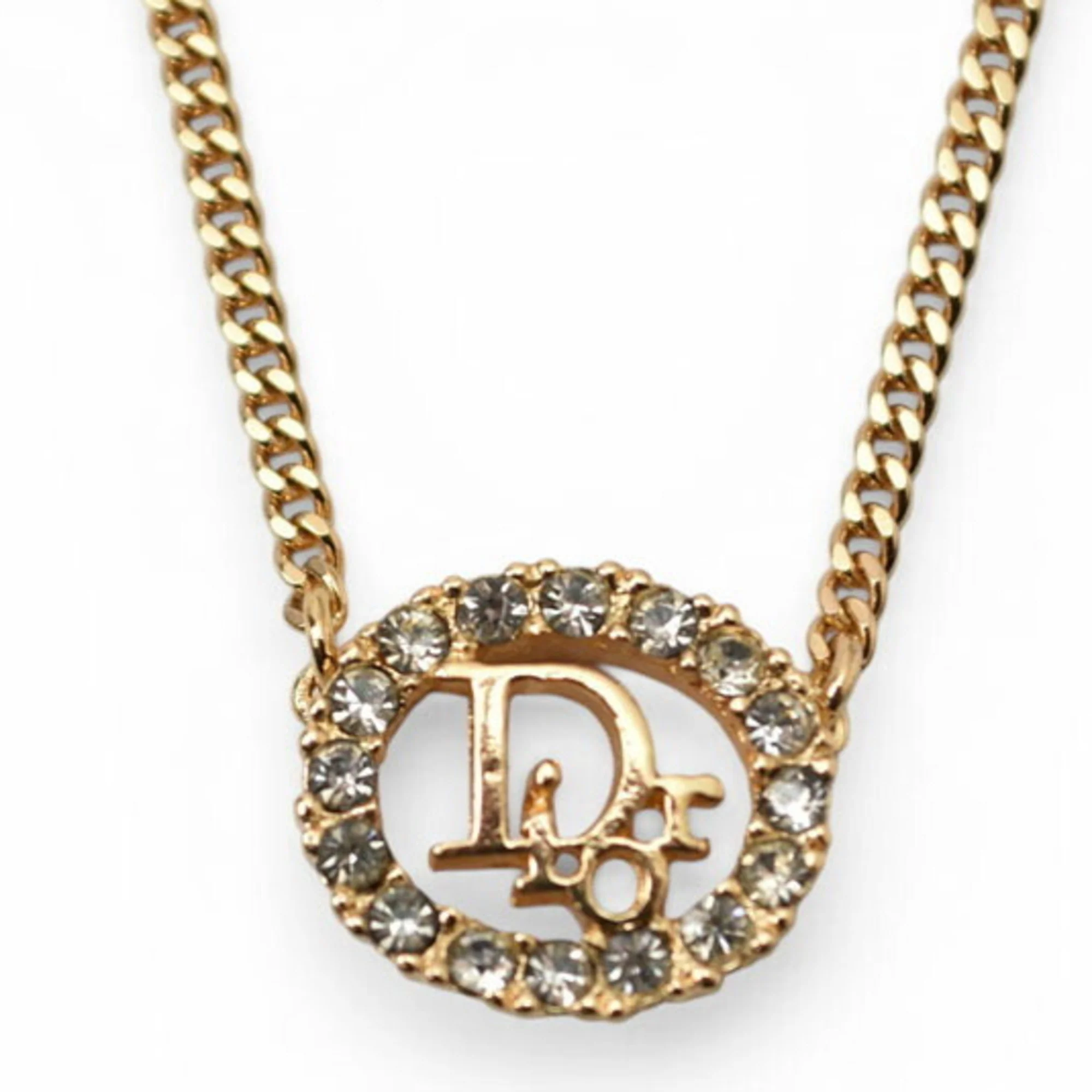 Pendant Necklace Gold and Rhinestone - Image 2