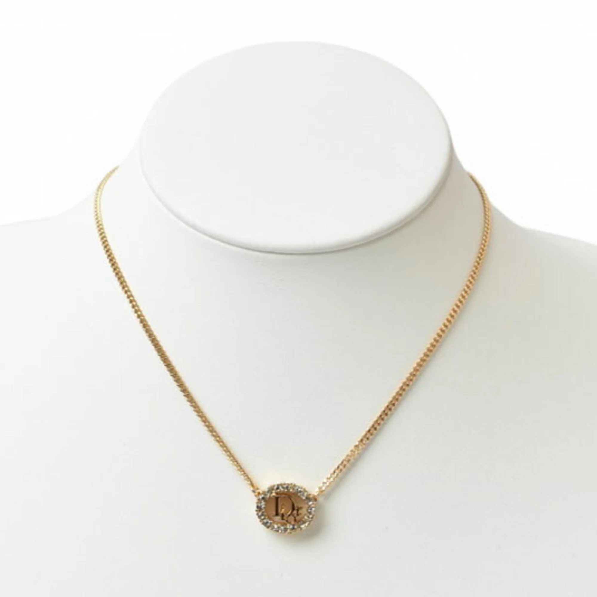 Pendant Necklace Gold and Rhinestone - Image 4