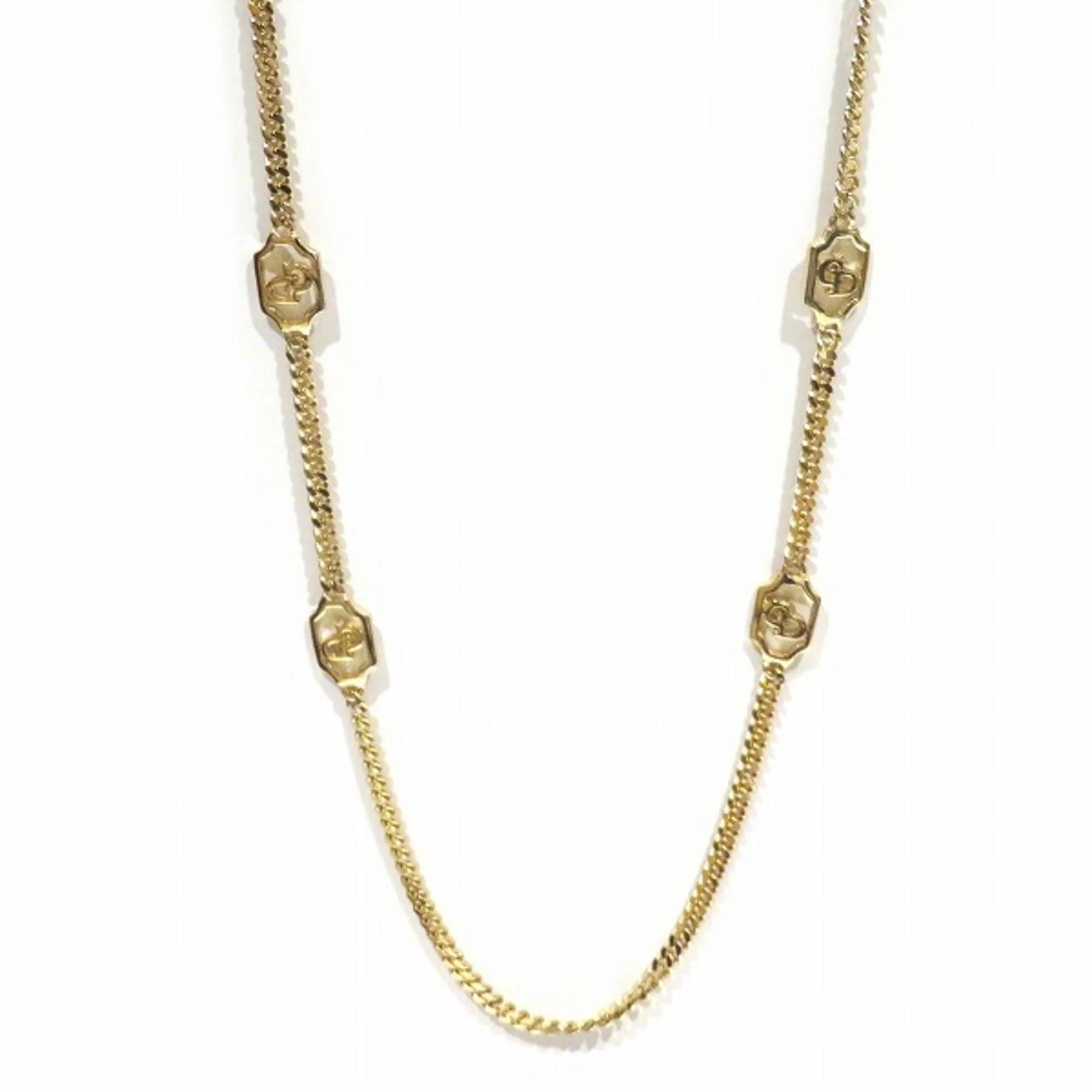 Pendant Necklace Gold GP Long Chain Motif