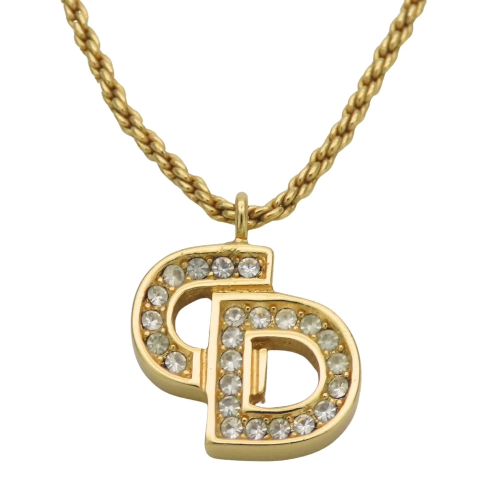 Pendant Necklace Gold Metal with Rhinestone - Image 2