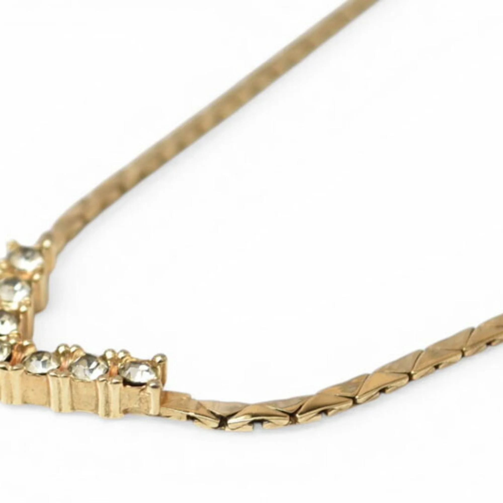 Pendant Necklace Gold V-Shaped With Rhinestone - Image 6