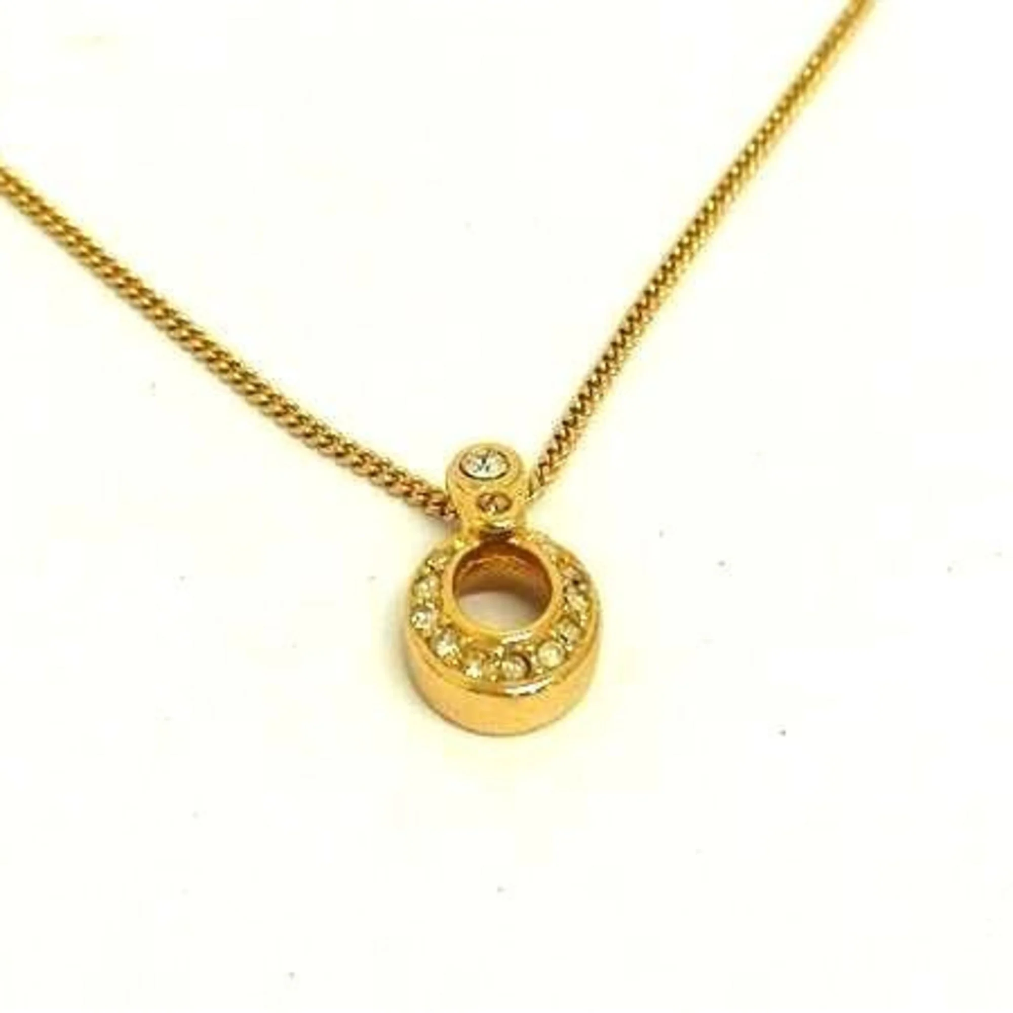 Pendant Necklace Metal Gold and Rhinestone - Image 3