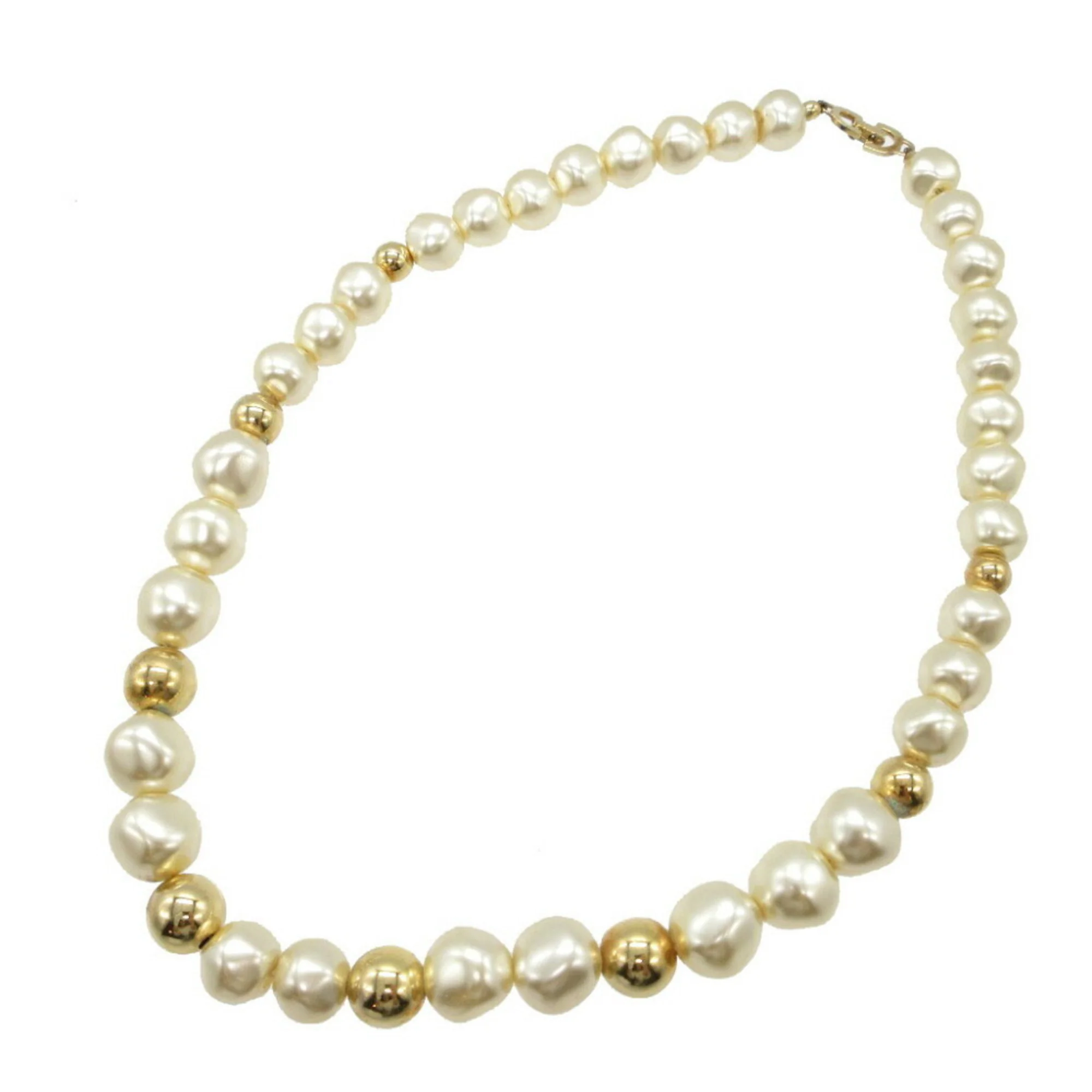 Pendant Necklace Metal Gold and White