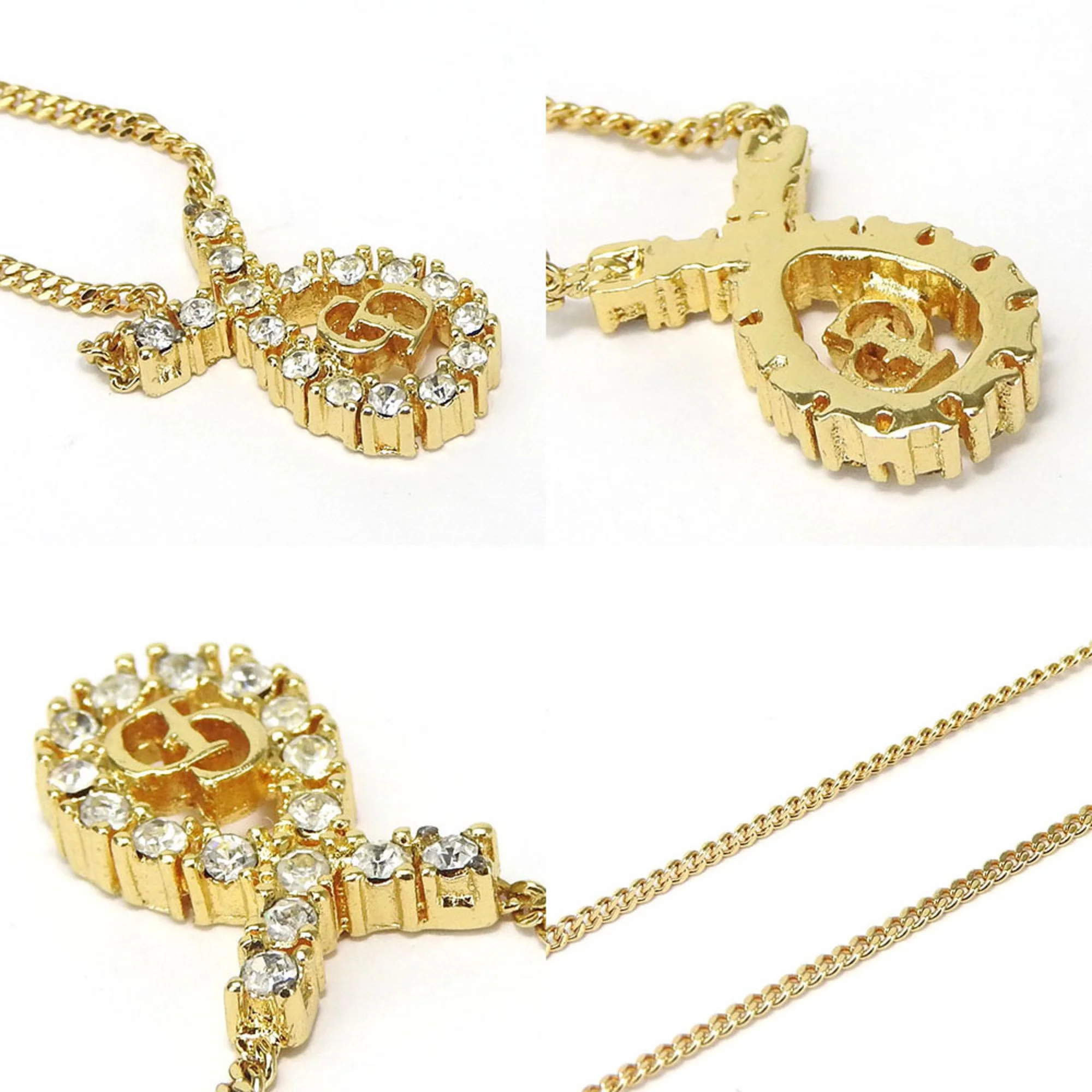 Pendant Necklace Metal Gold With Rhinestone - Image 3