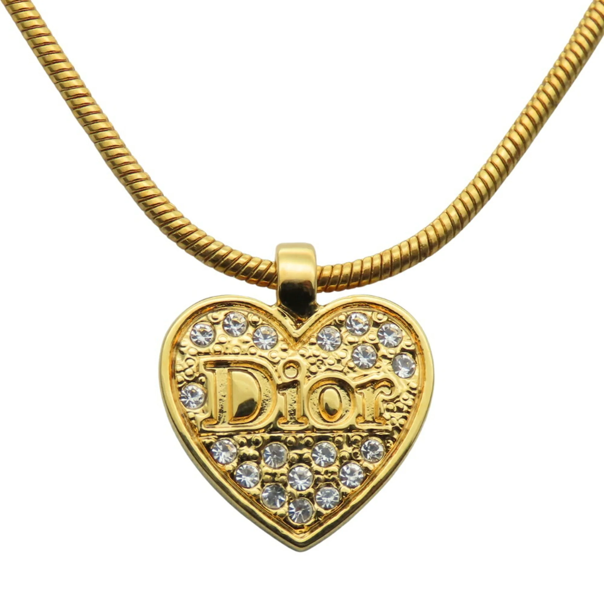 Pendant Necklace Metal Gold with Rhinestone