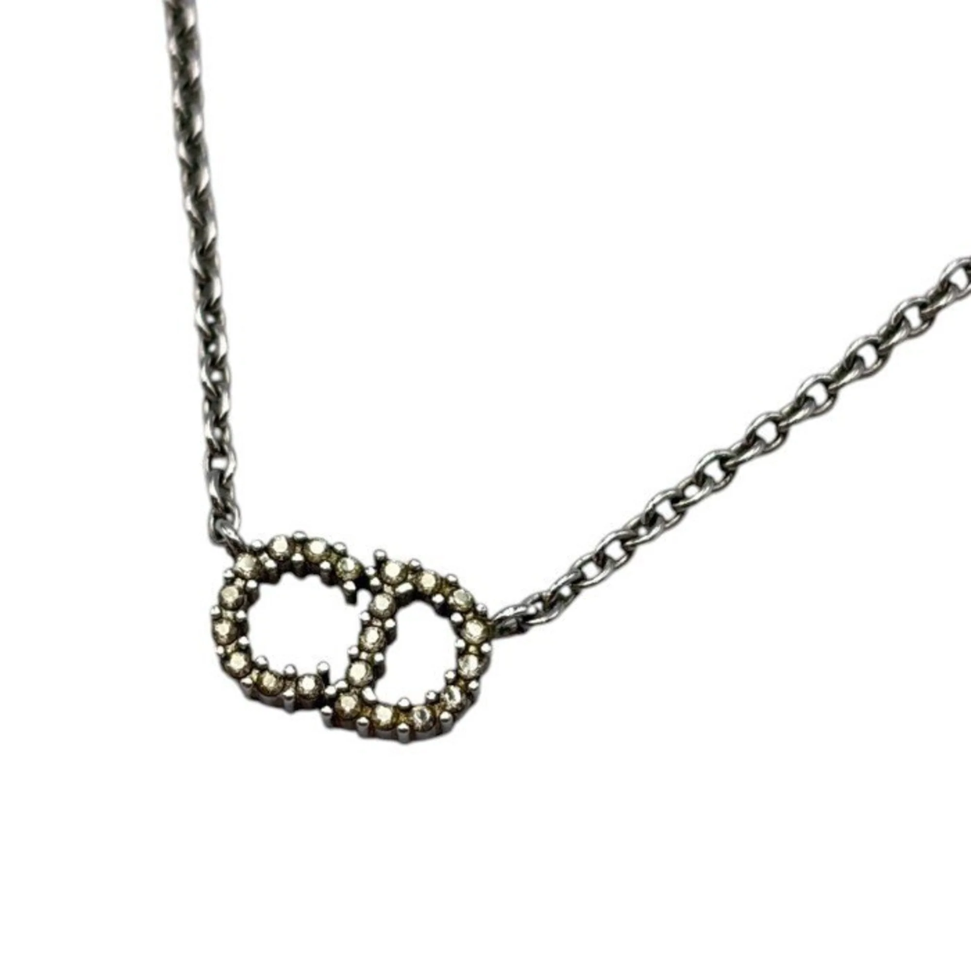 Pendant Necklace Sterling Silver and Rhinestone