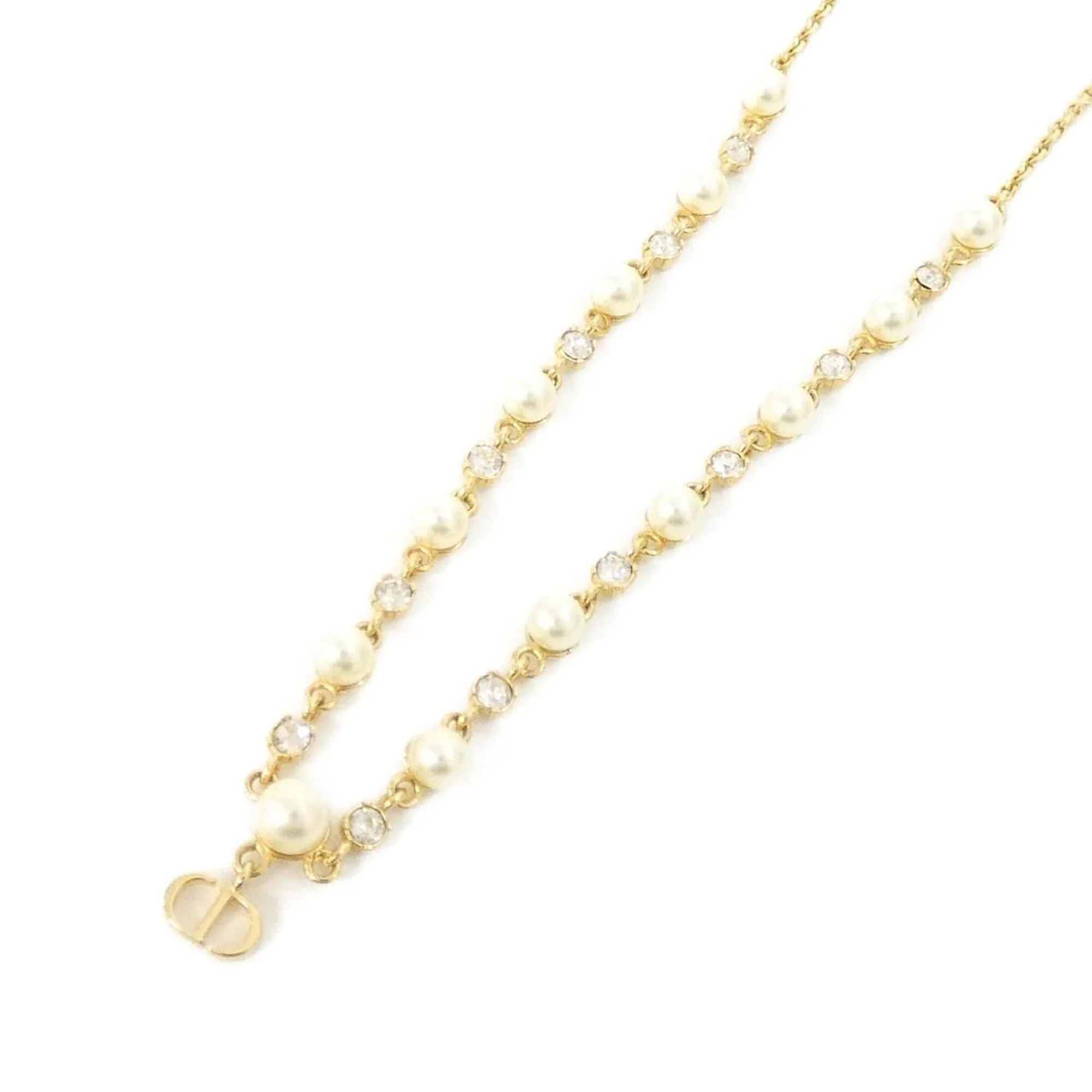 Petite CD Treasure Pendant Necklace Clear Gold White