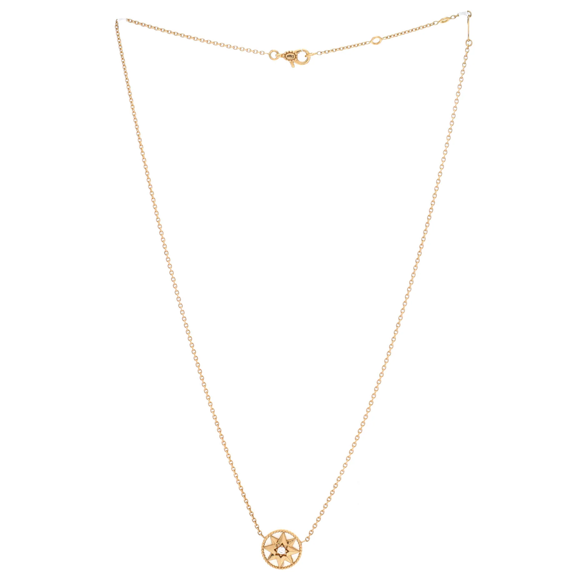 Rose des Vents Necklace 18K Yellow Gold with Diamond and Mother of Pearl 12mm - Image 3
