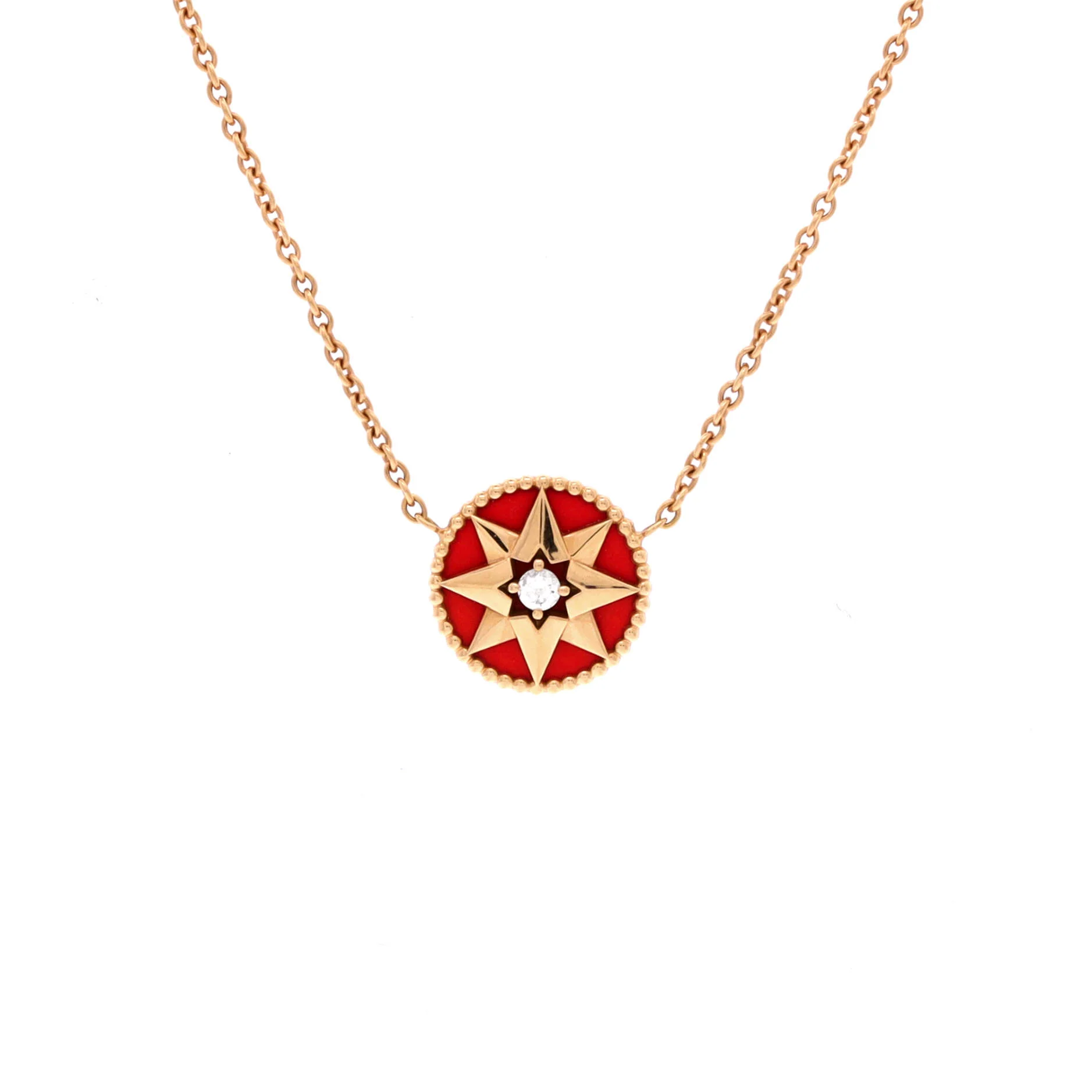Rose des Vents Pendant Necklace 18K Rose Gold with Diamond and Ceramic
