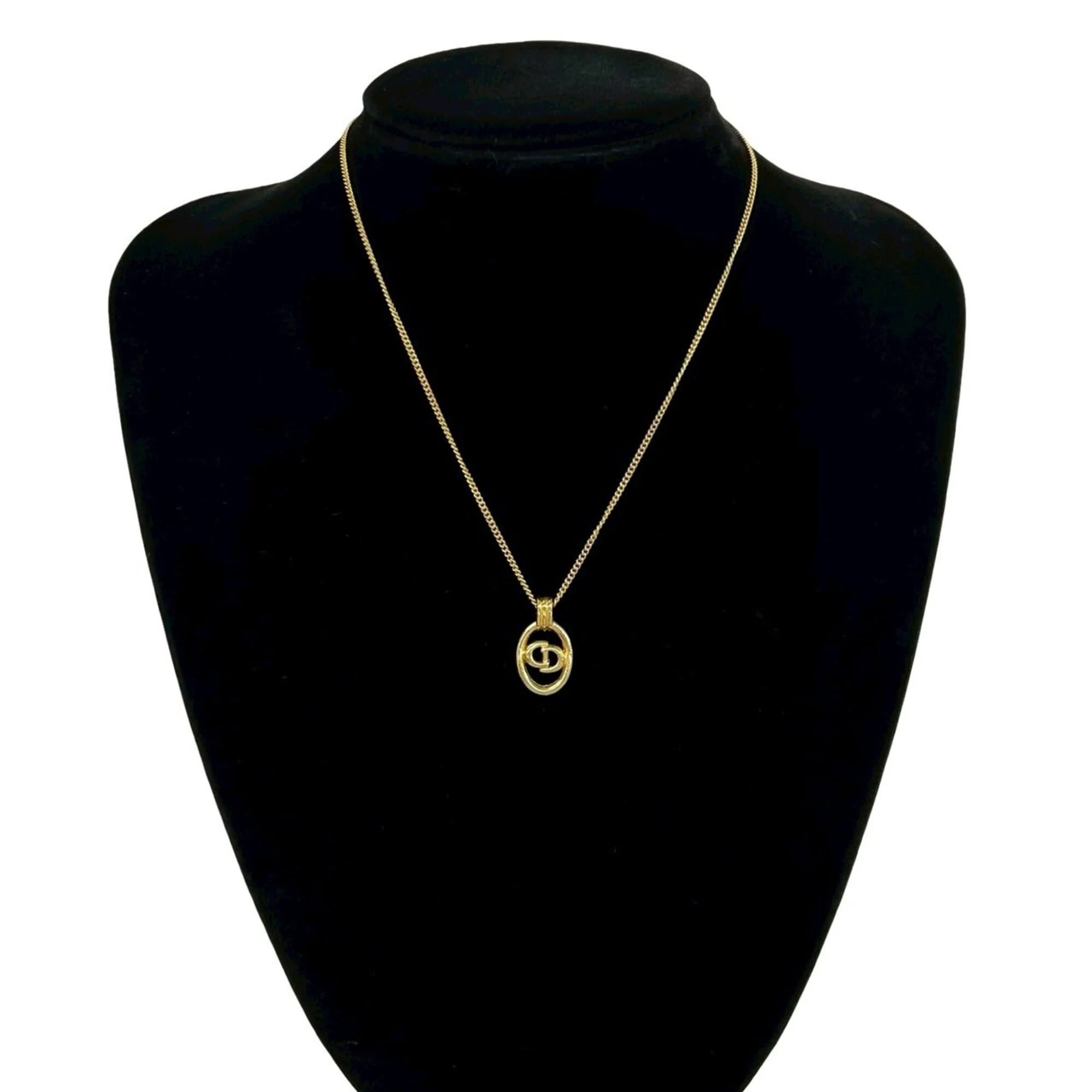 Vintage CD Pendant Necklace Gold - Image 2