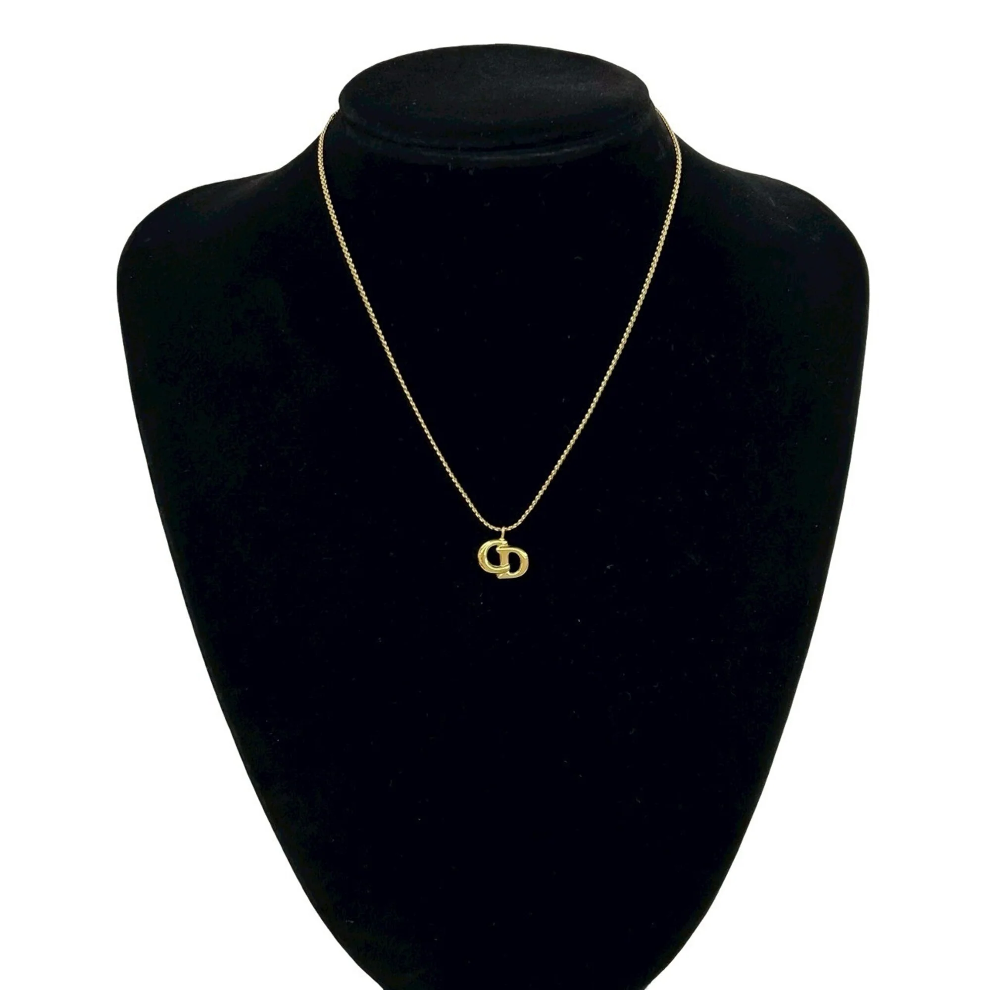 Vintage CD Pendant Necklace Gold - Image 2