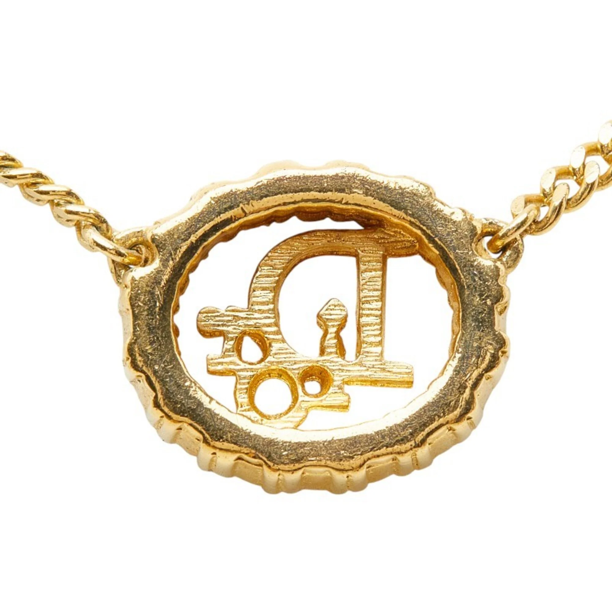 Vintage CD Pendant Necklace Gold and Rhinestone - Image 3