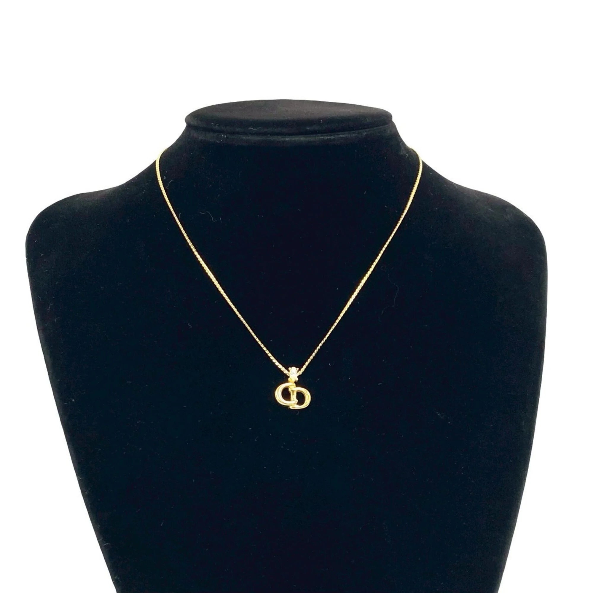 Vintage Pendant Necklace Gold Vintage CD Motif - Image 2