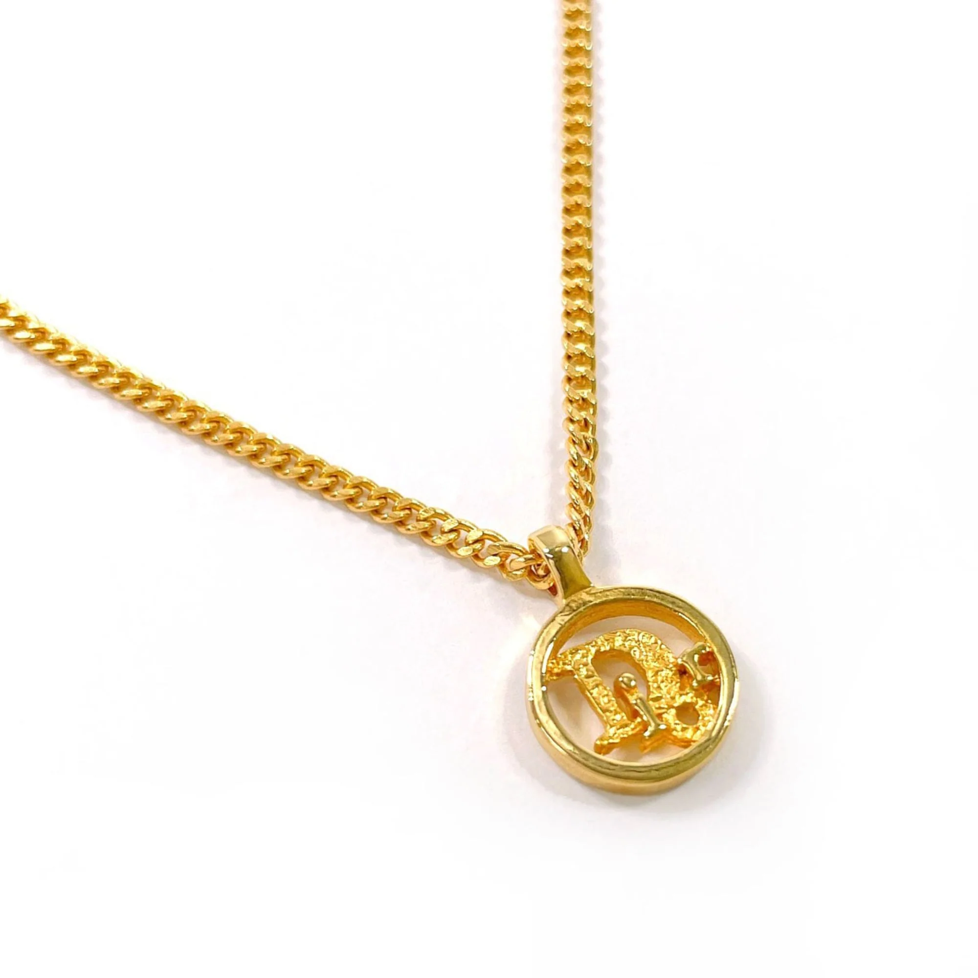 Vintage Pendant Necklace Metal Gold