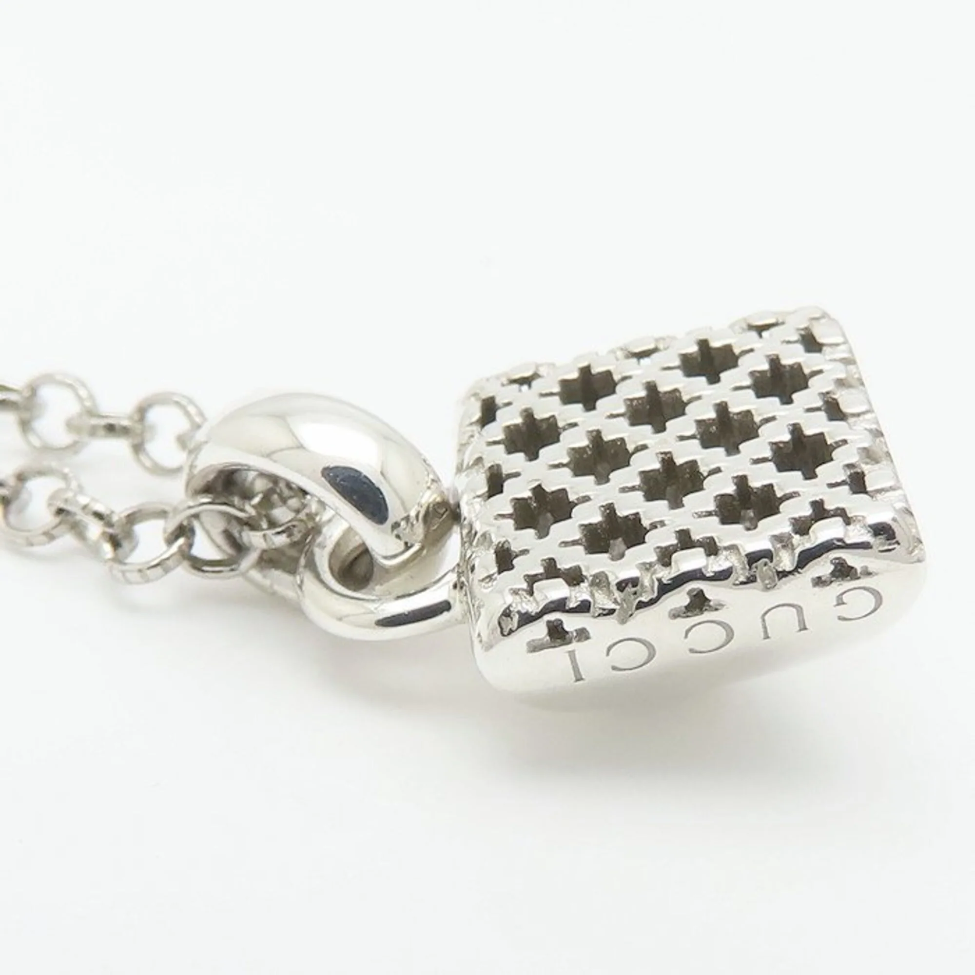 Diamante Pyramid Stud Pendant Necklace Sterling Silver - Image 4