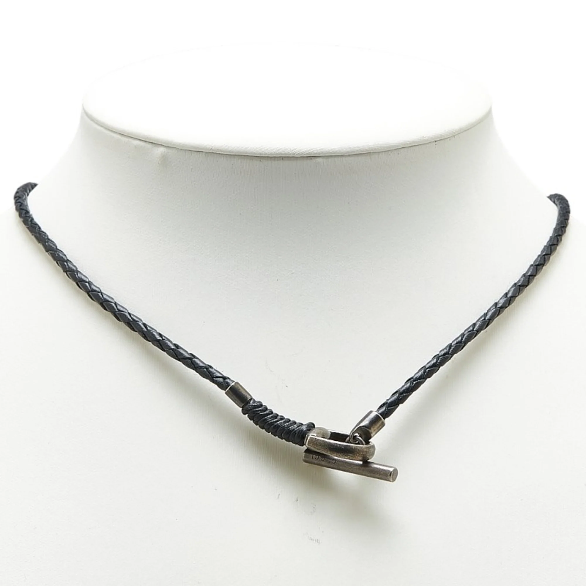 Horsebit Necklace Leather and Sterling Silver Black - Image 7