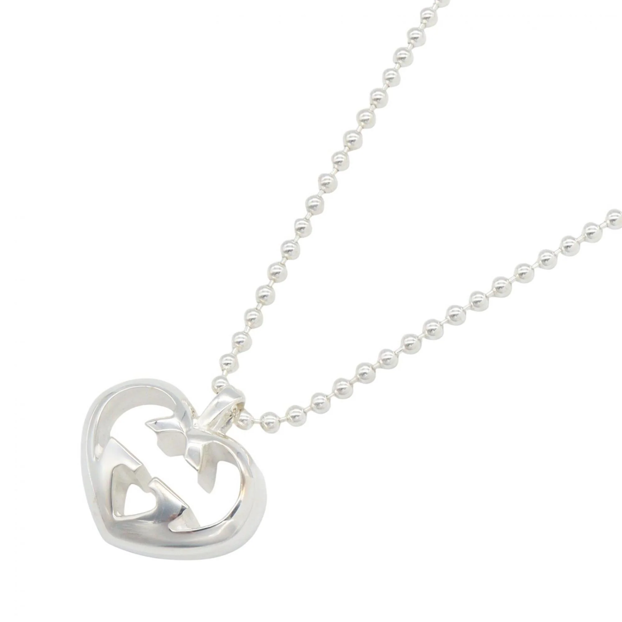 Interlocking G Heart Pendant Necklace Sterling Silver