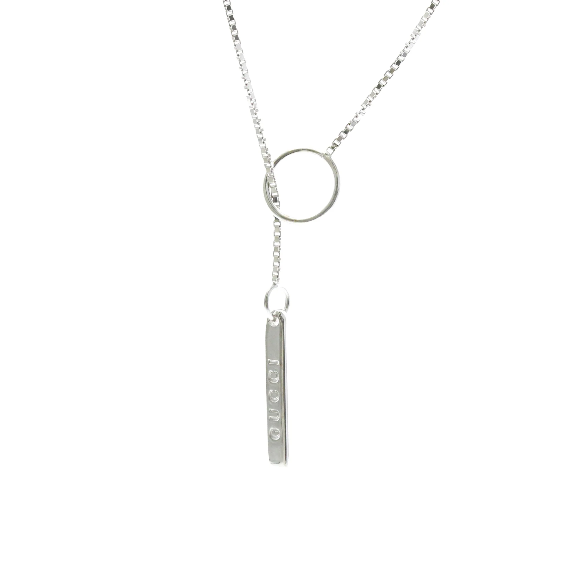 Lariat Pendant Necklace 18K White Gold