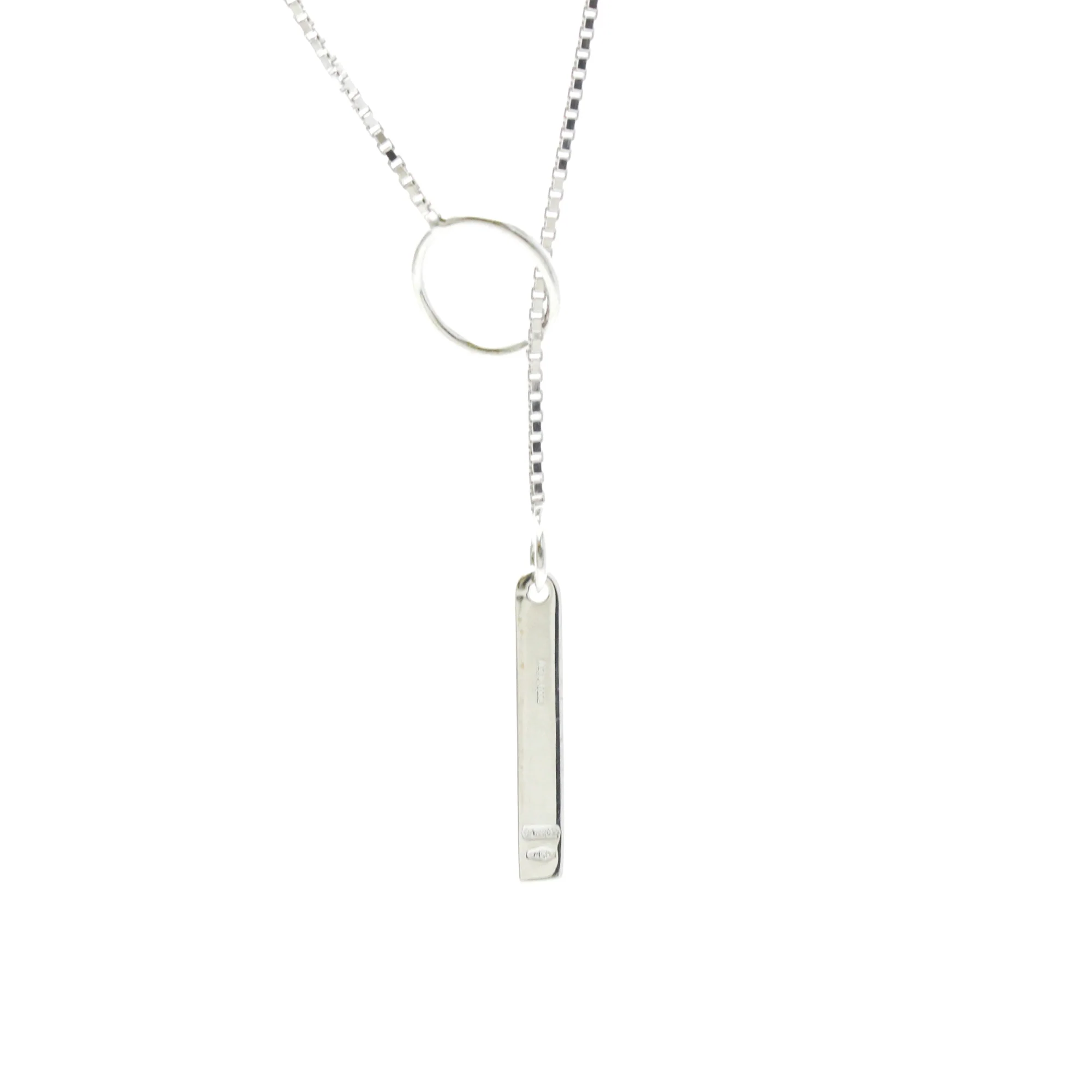 Lariat Pendant Necklace 18K White Gold - Image 2