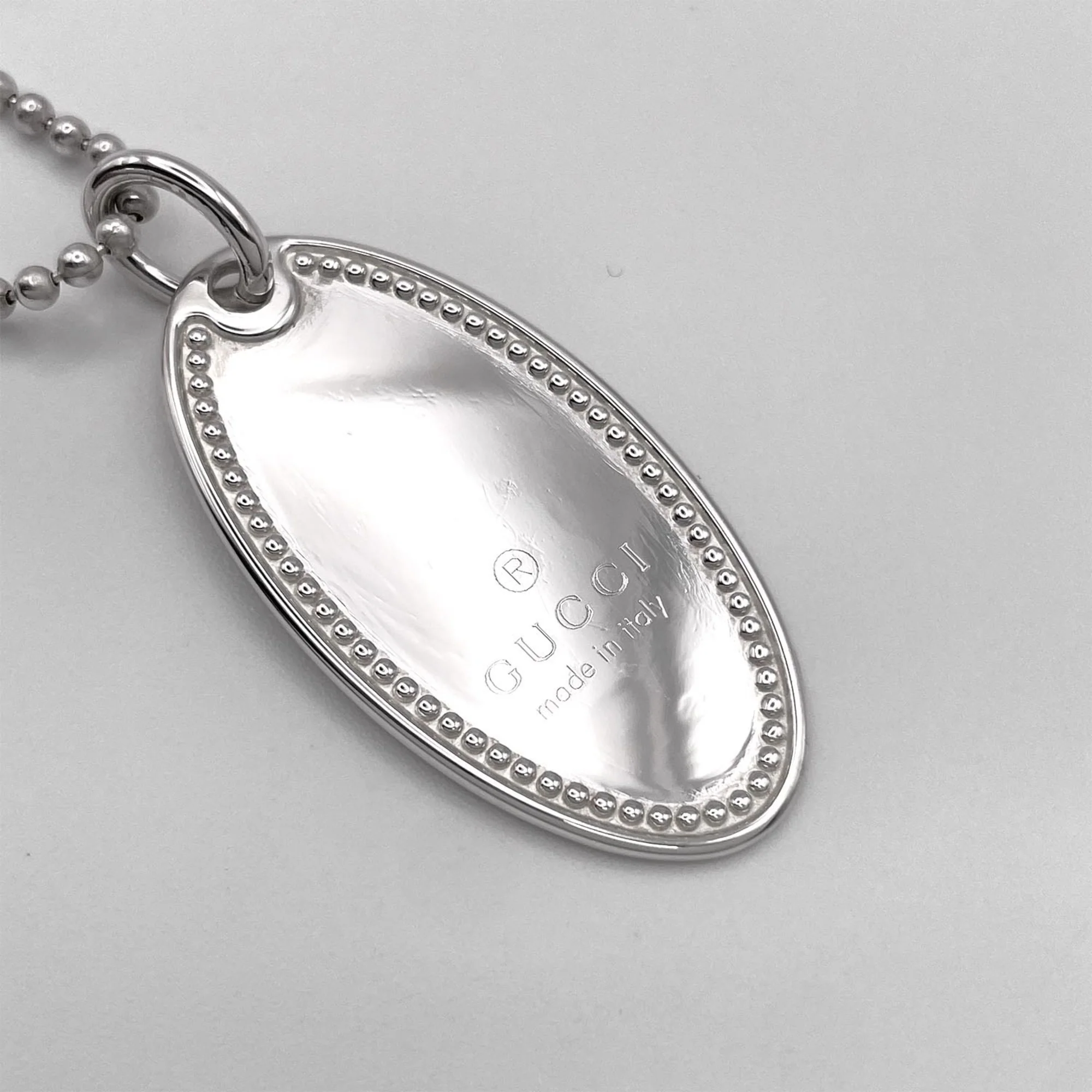 Oval Tag Plate Pendant Necklace Sterling Silver - Image 7