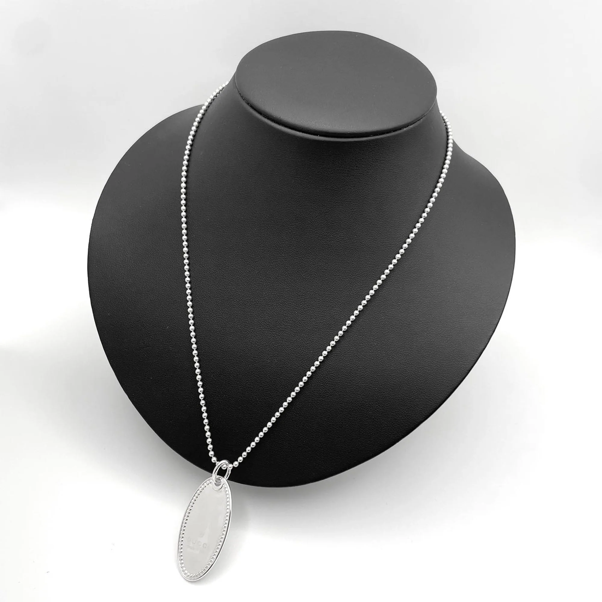 Oval Tag Plate Pendant Necklace Sterling Silver - Image 8
