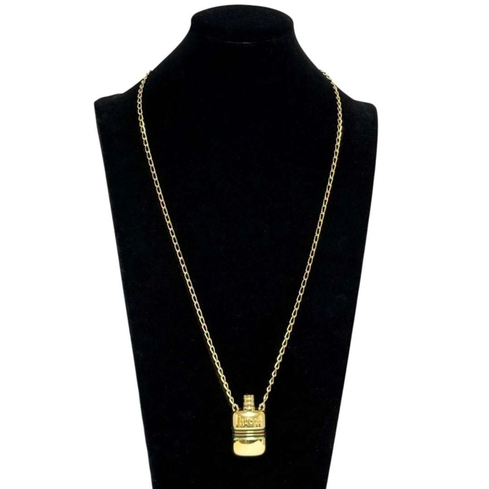 Vintage Pendant Necklace Gold Metal Perfume Bottle Design Vintage - Image 9