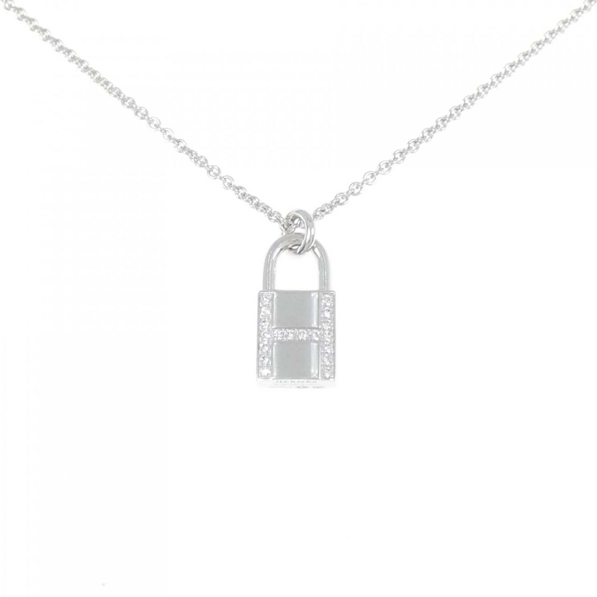 Amulet Padlock Pendant Necklace 18K White Gold