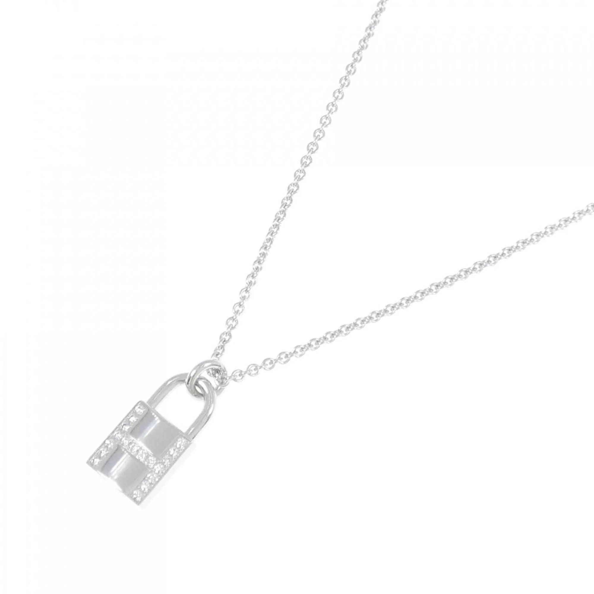 Amulet Padlock Pendant Necklace 18K White Gold - Image 2