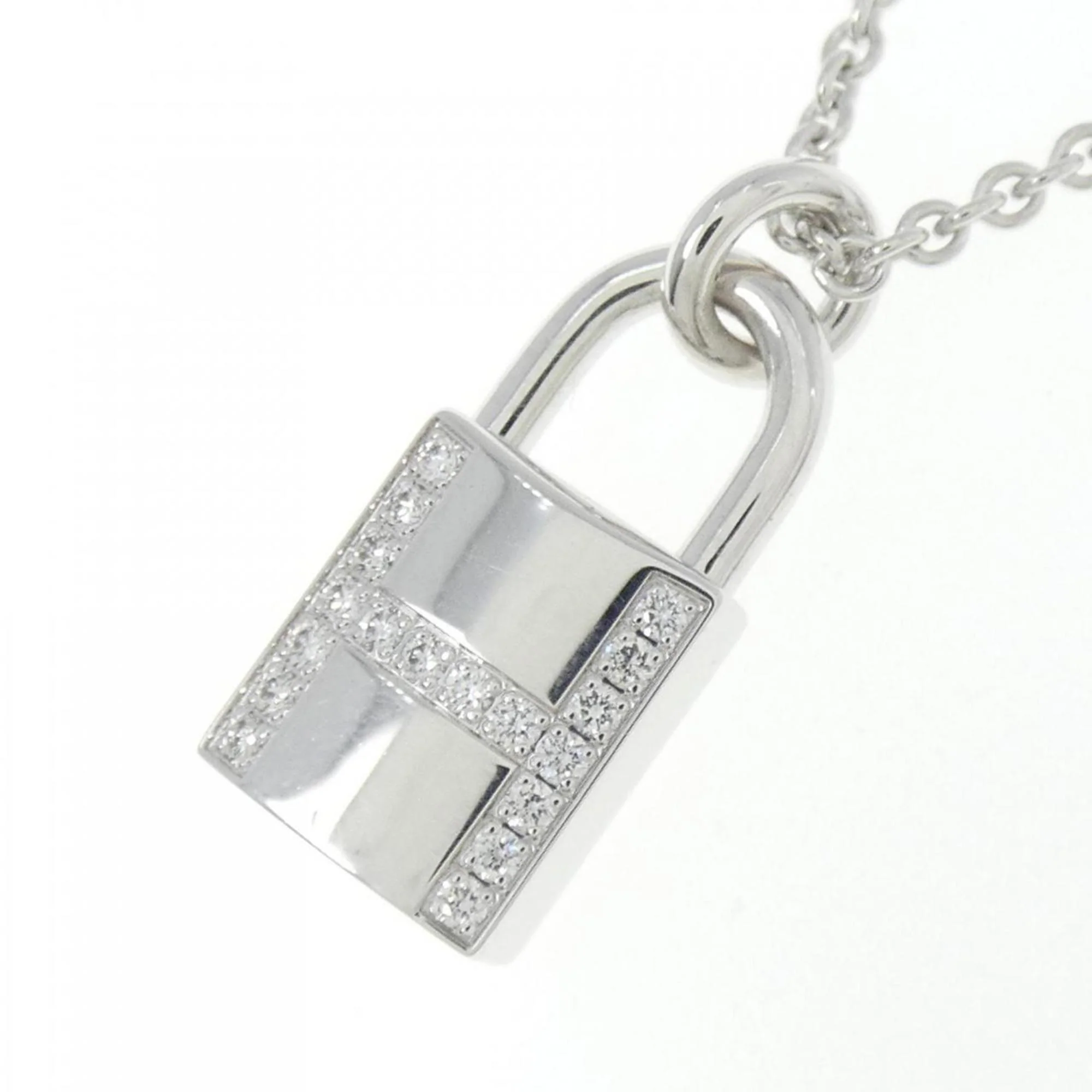 Amulet Padlock Pendant Necklace 18K White Gold - Image 3
