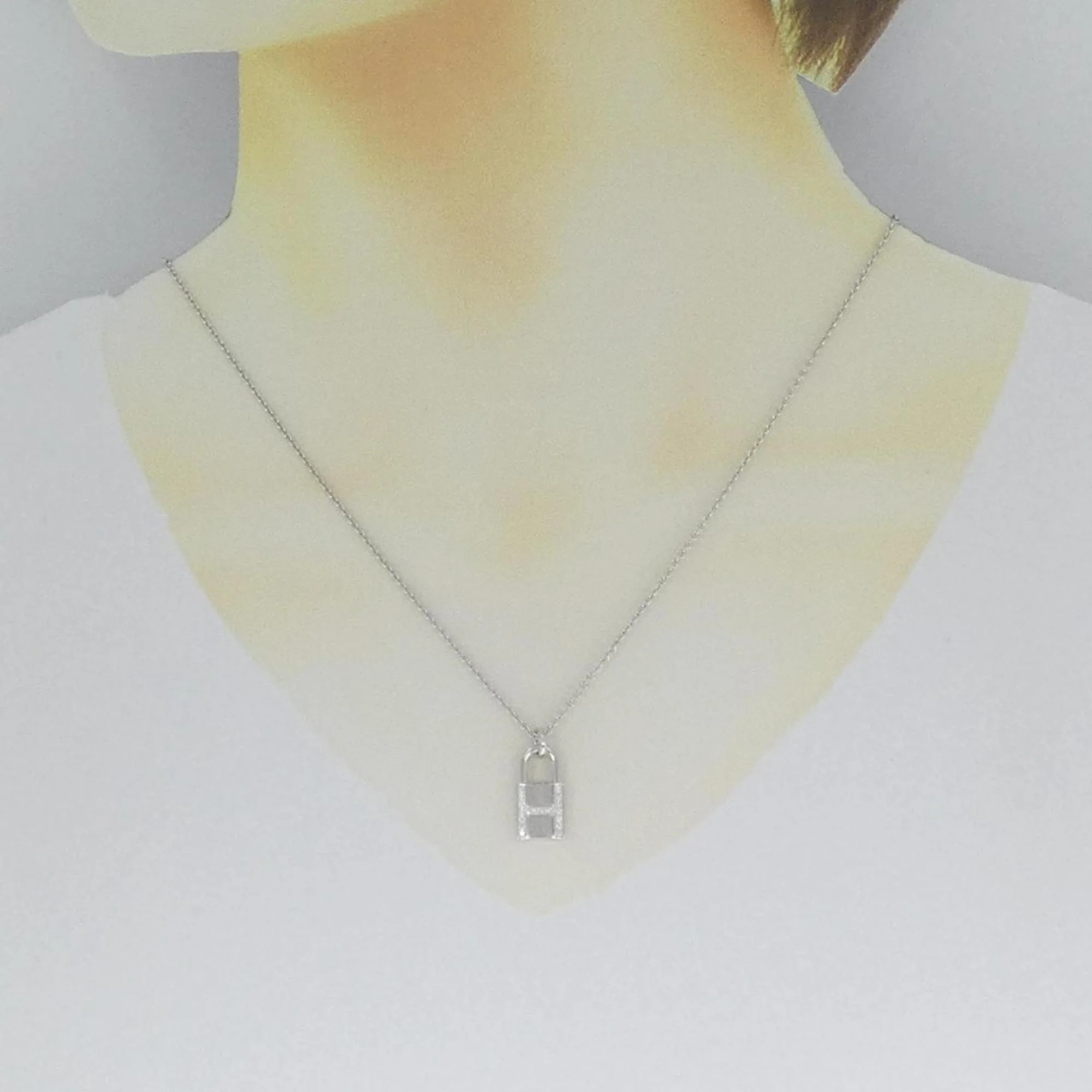 Amulet Padlock Pendant Necklace 18K White Gold - Image 6