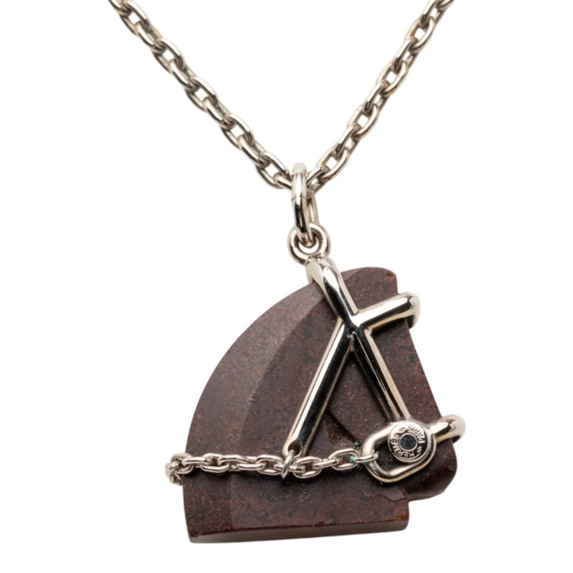 Cheval Horse Motif Pendant Necklace Metal Brown and Silver - Image 2