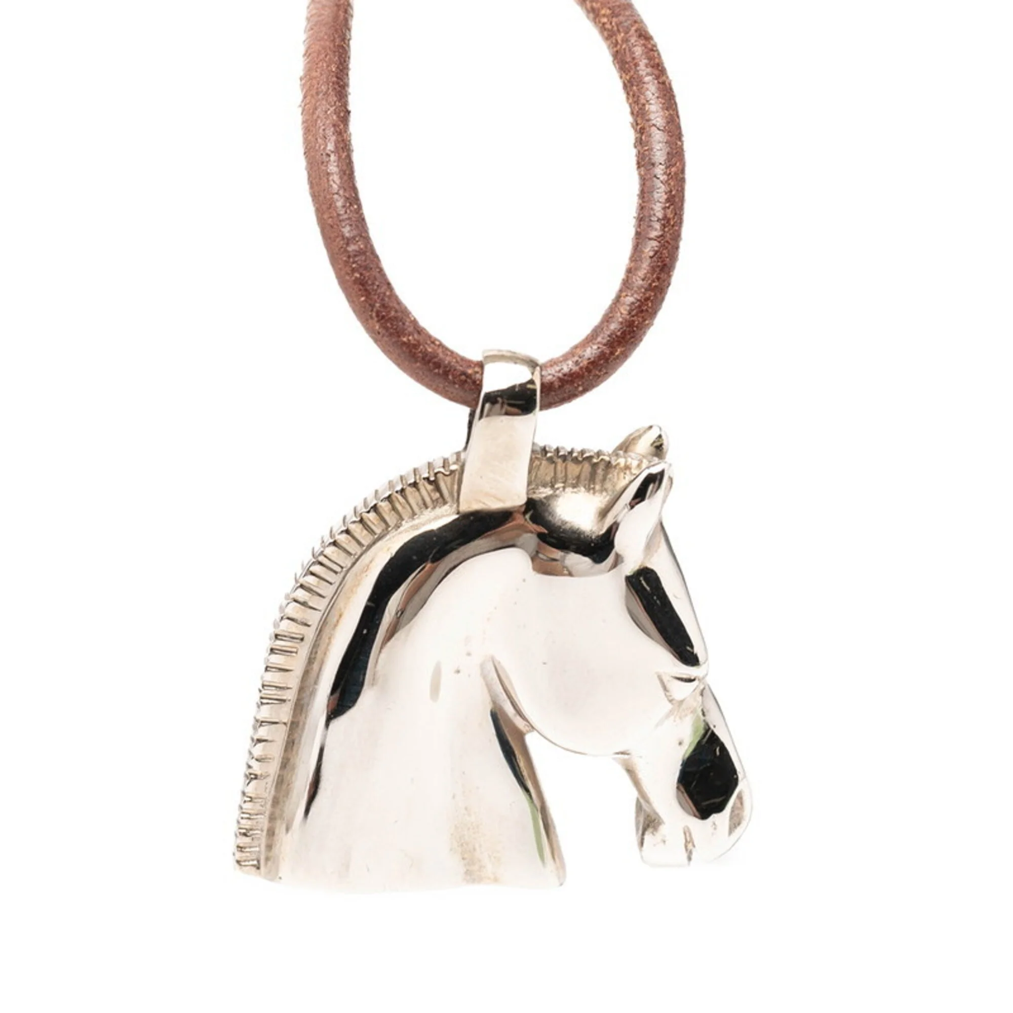 Cheval Horse Pendant Necklace Leather and Metal - Image 2
