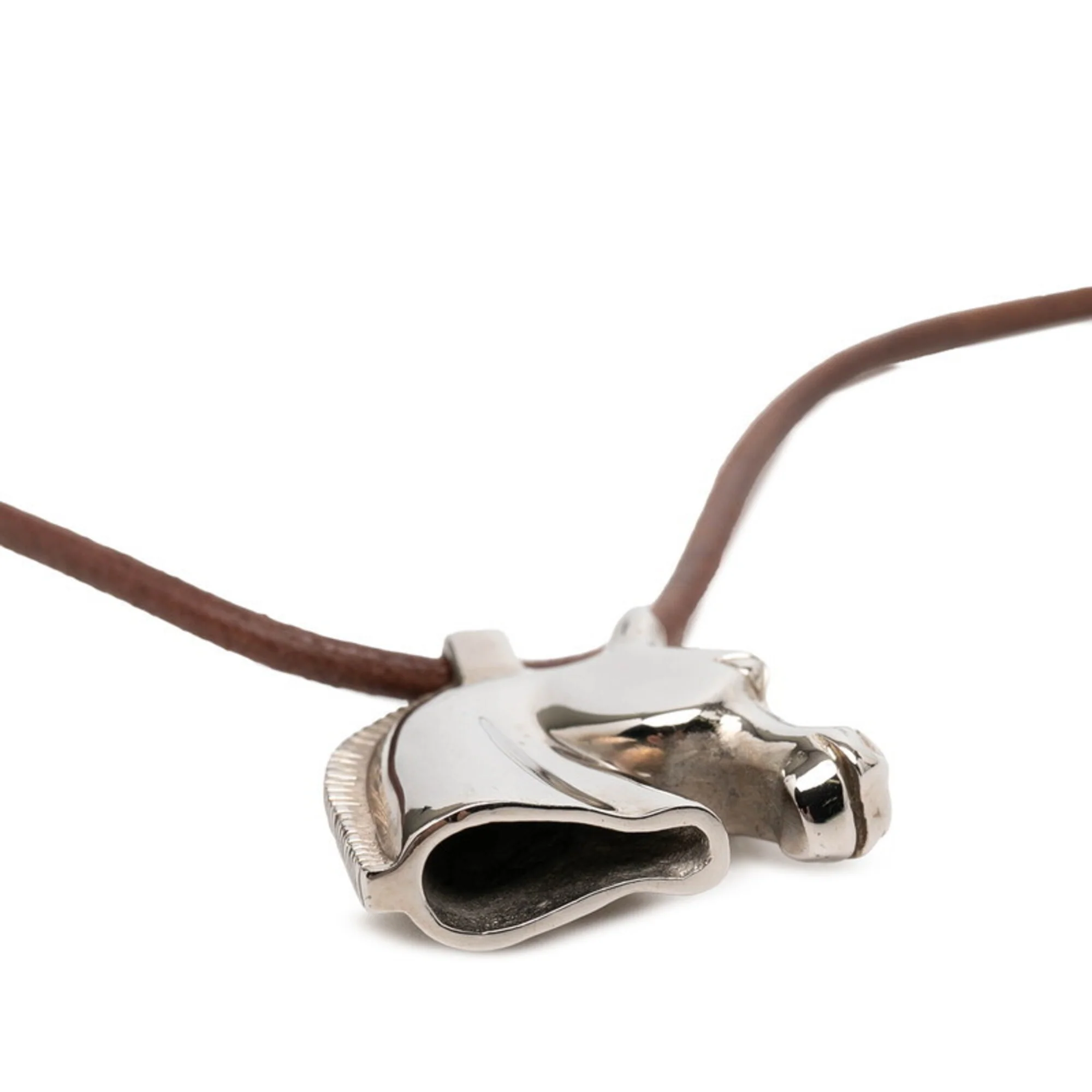 Cheval Horse Pendant Necklace Leather and Metal - Image 4