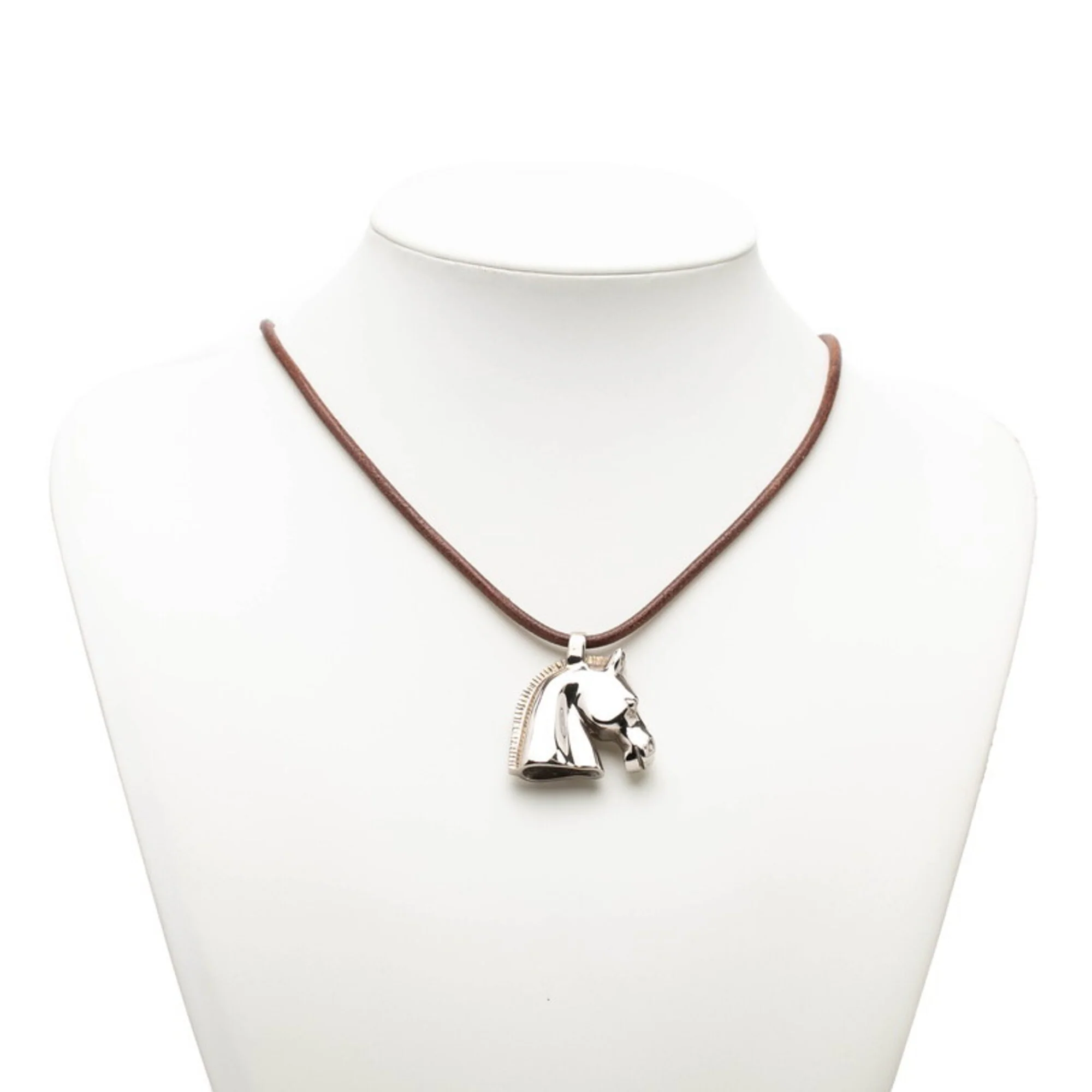 Cheval Horse Pendant Necklace Leather and Metal - Image 7