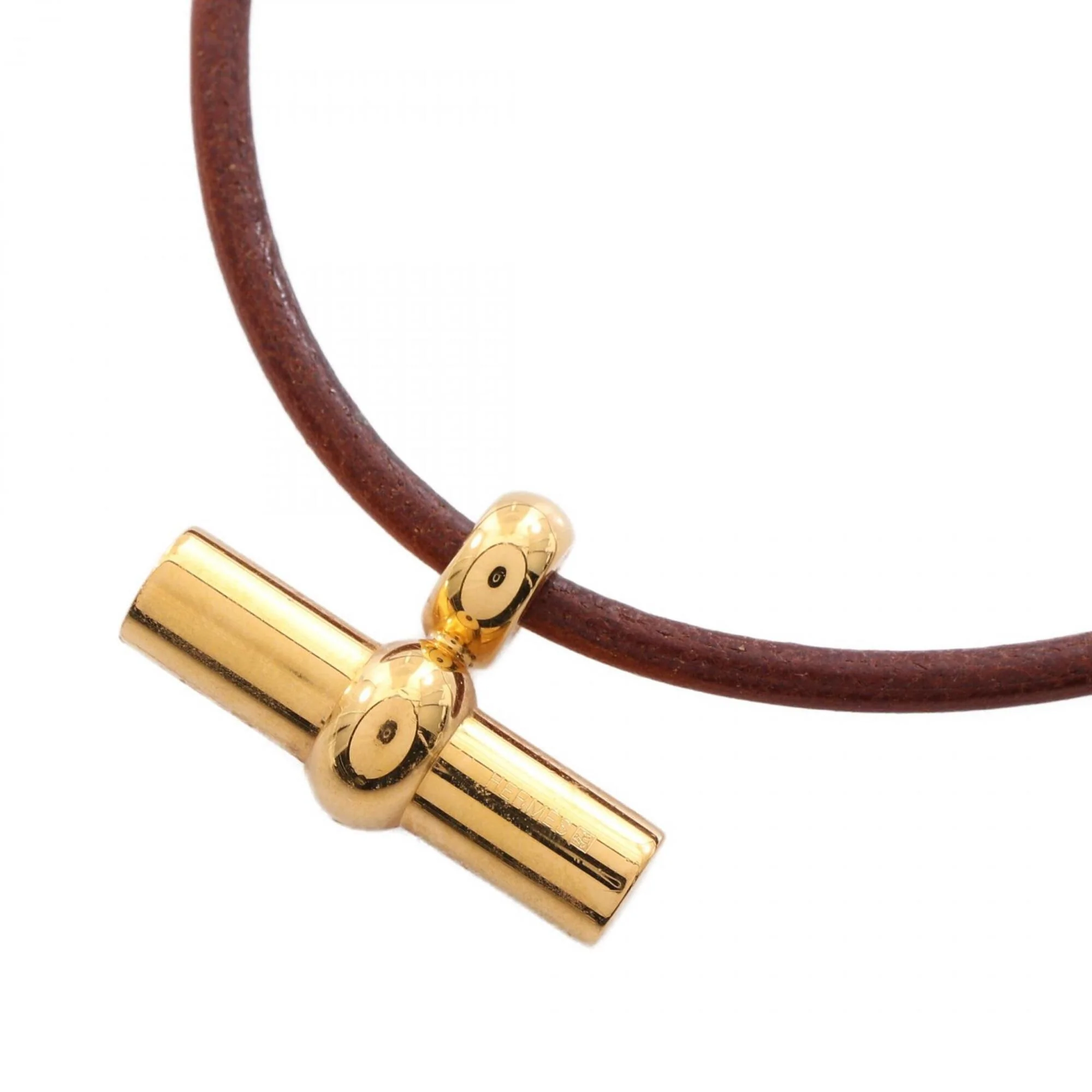 Glenan Choker Necklace Gold and Leather - Image 2