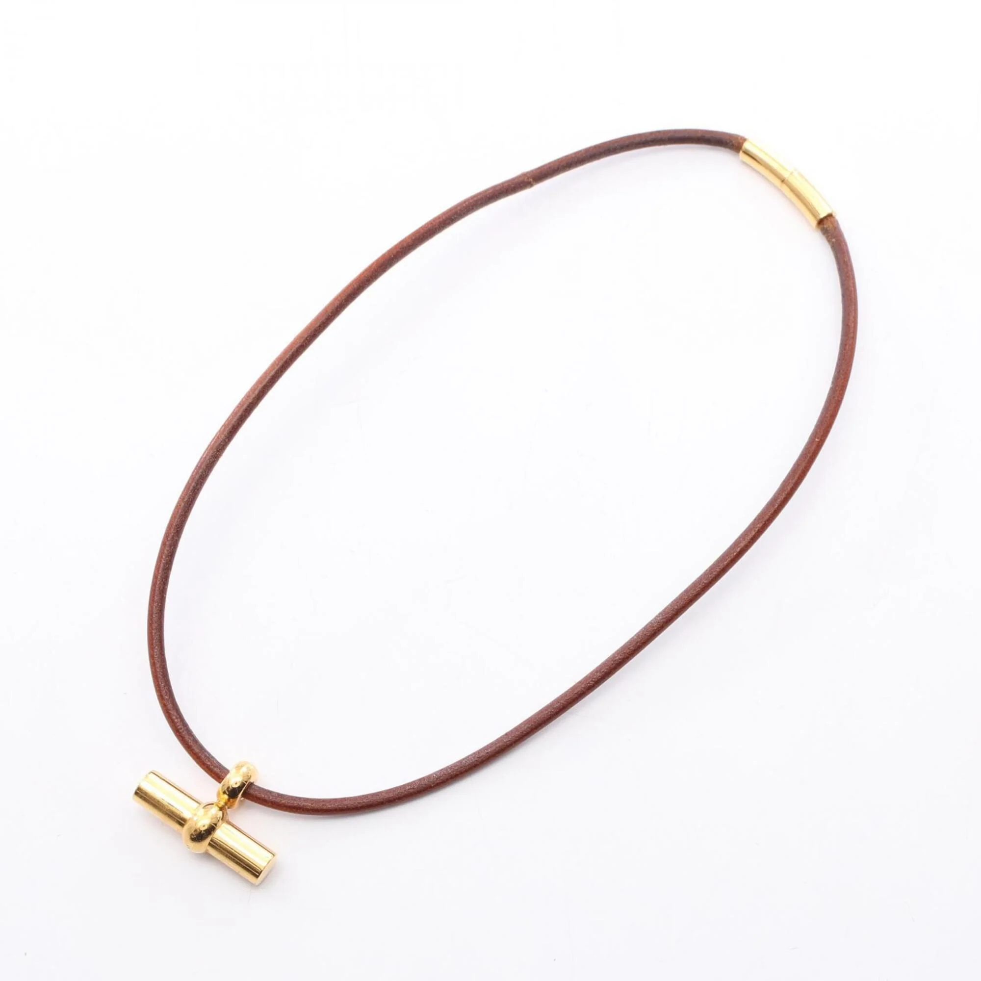 Glenan Choker Necklace Gold and Leather - Image 3