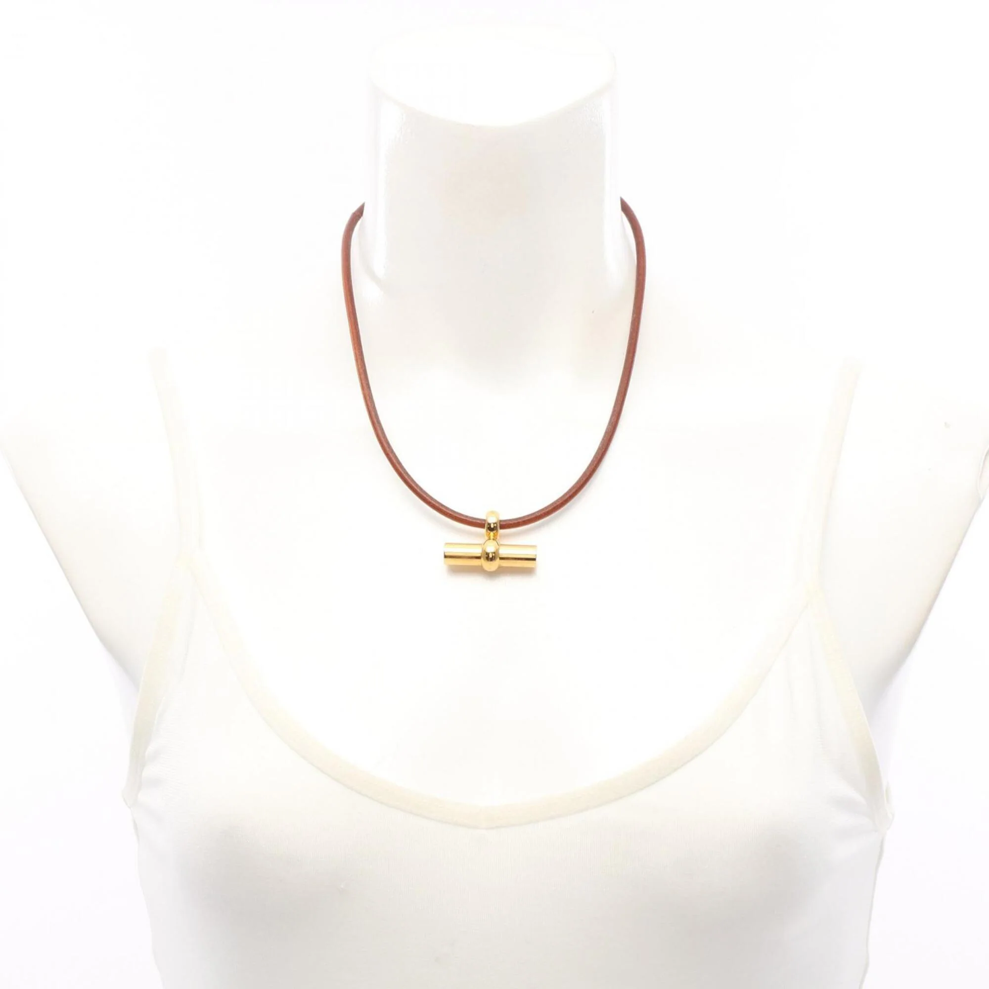Glenan Choker Necklace Gold and Leather - Image 6