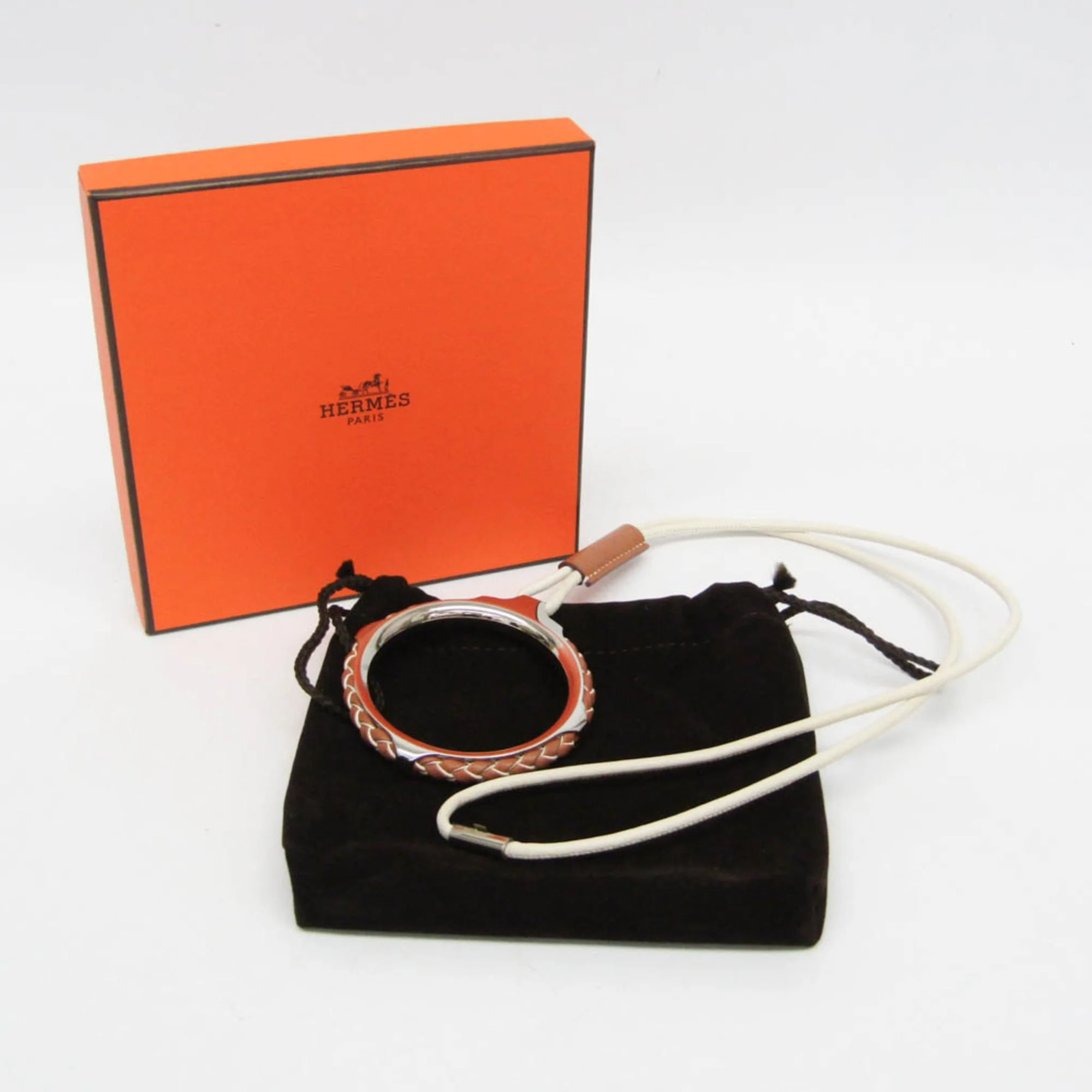 Loop Grand Kyoto Tresse Pendant Necklace Metal and Swift Leather - Image 2