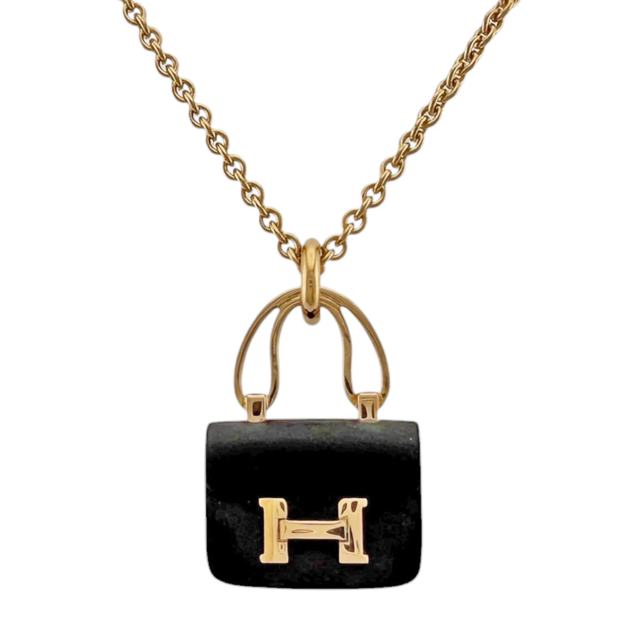 Pendant Necklace 18K Rose Gold with Black Jade
