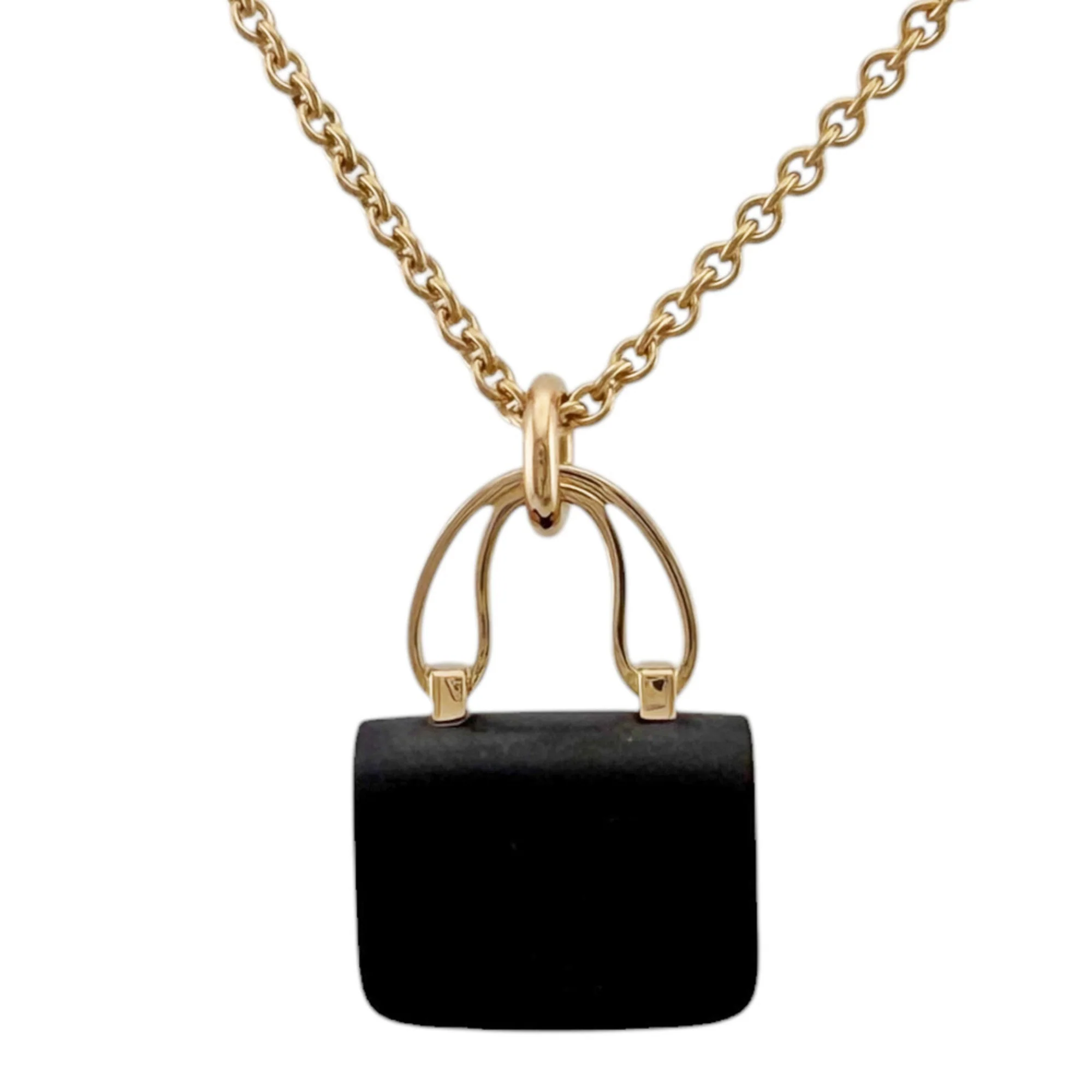 Pendant Necklace 18K Rose Gold with Black Jade - Image 3