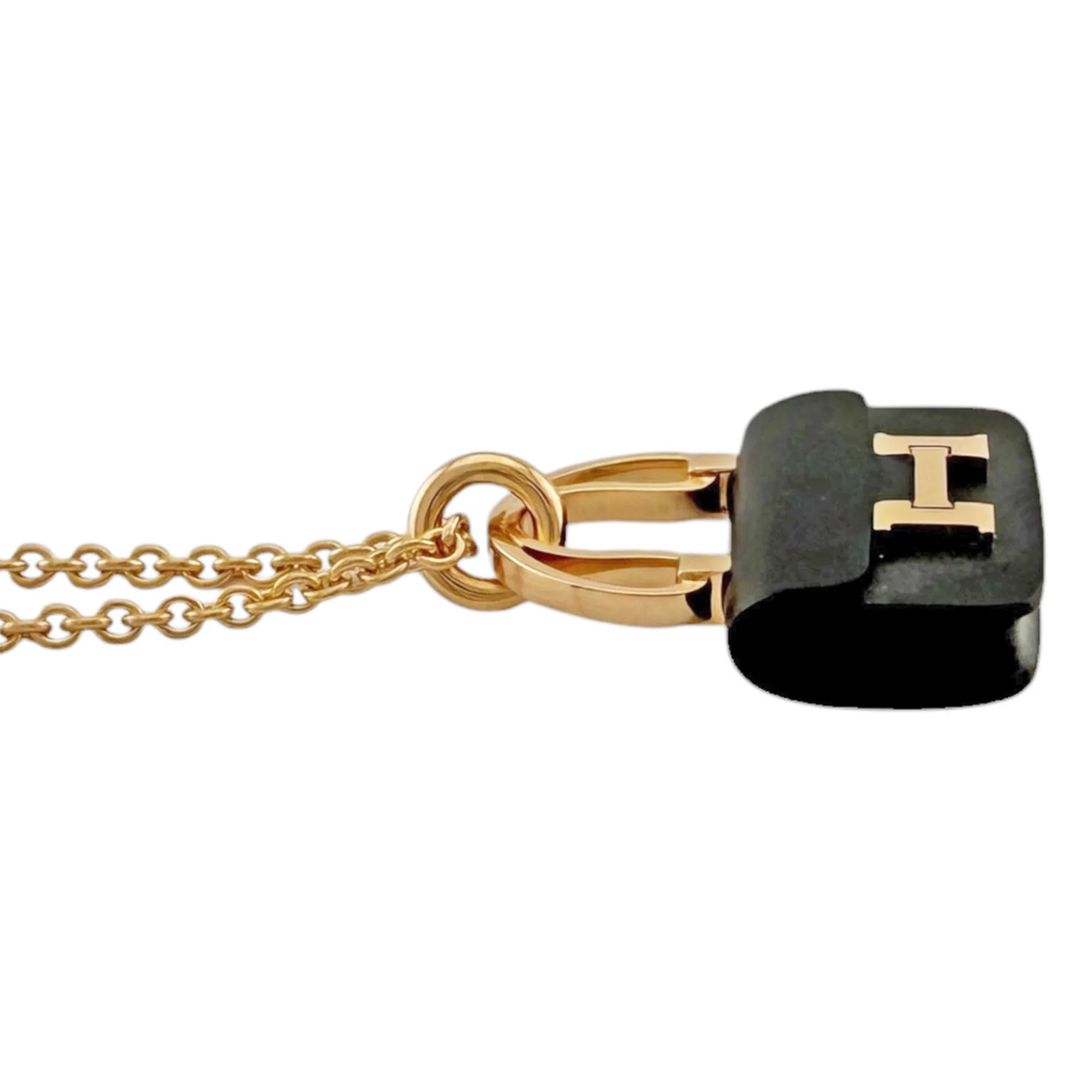 Pendant Necklace 18K Rose Gold with Black Jade - Image 4