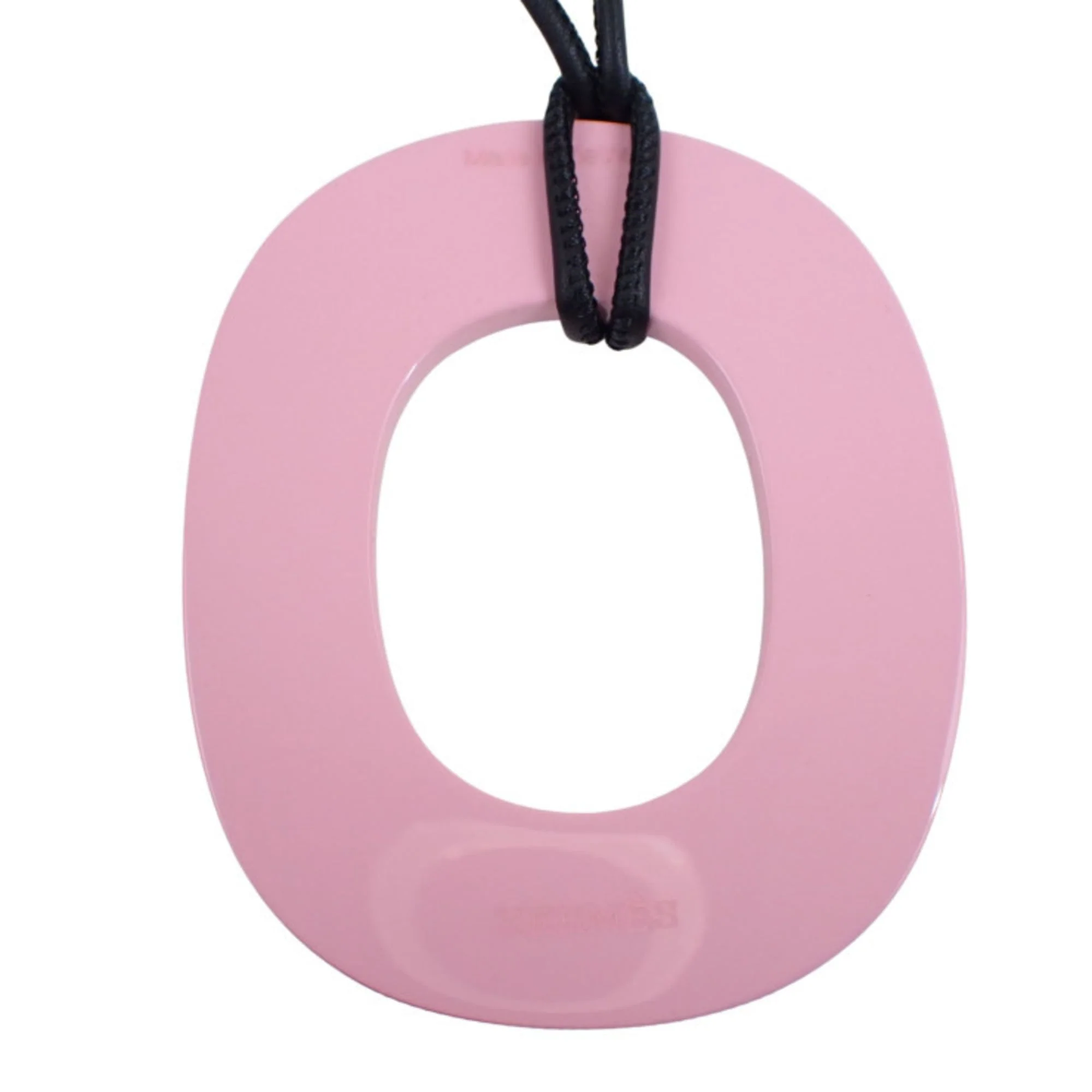 Pendant Necklace Brown and Pink Lacquer and Wood - Image 3