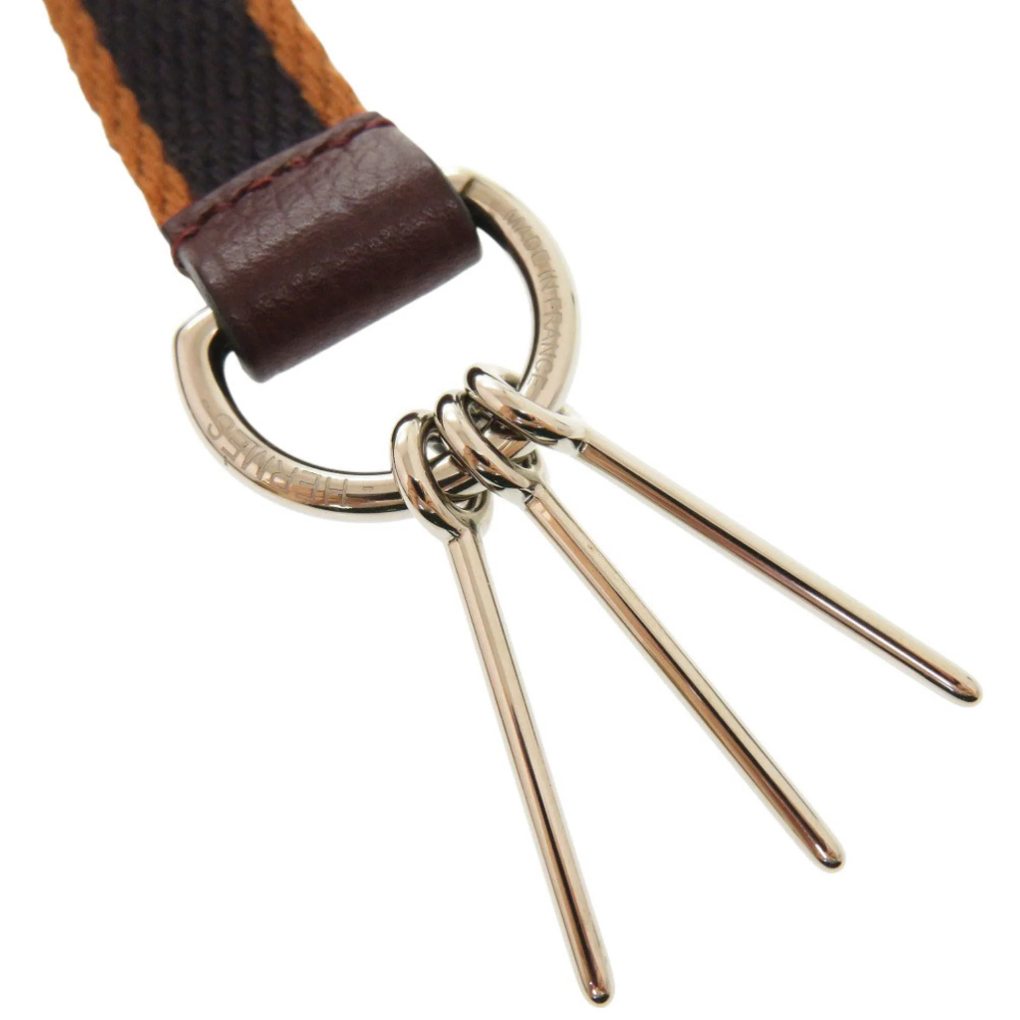 Pendant Necklace Canvas and Leather Silver Hardware Brown - Image 4