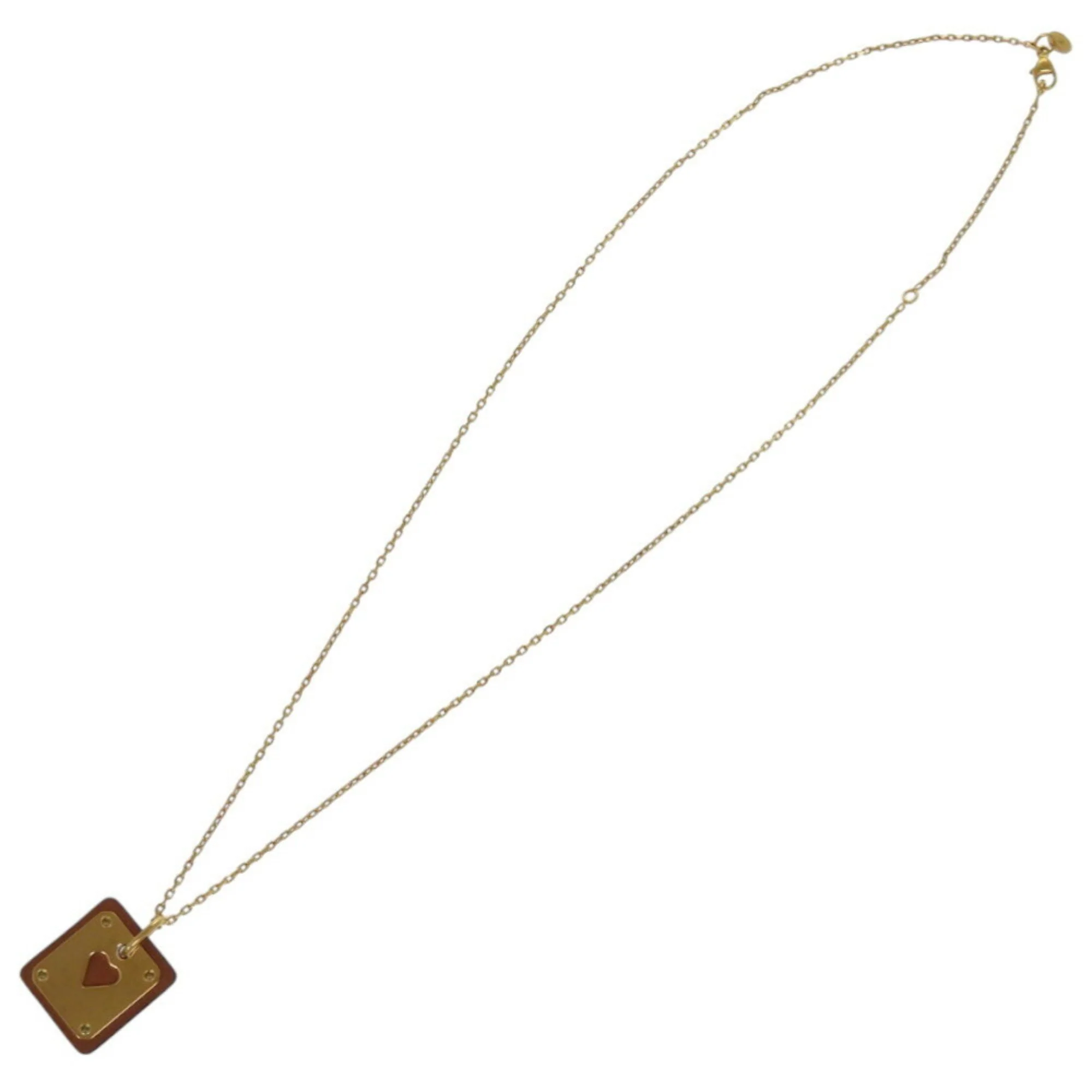 Pendant Necklace Leather and Metal Brown - Image 5