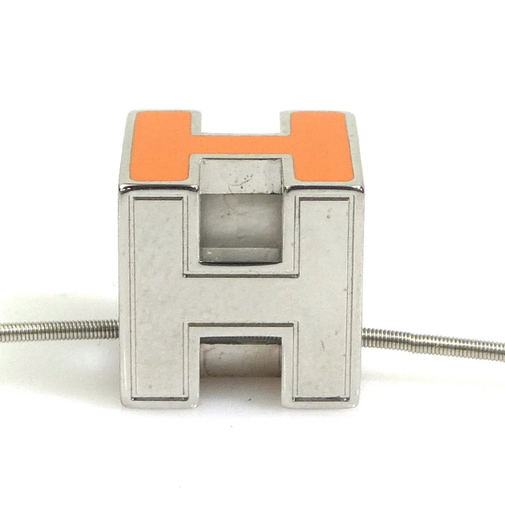 Pendant Necklace Metal Orange and Silver - Image 3