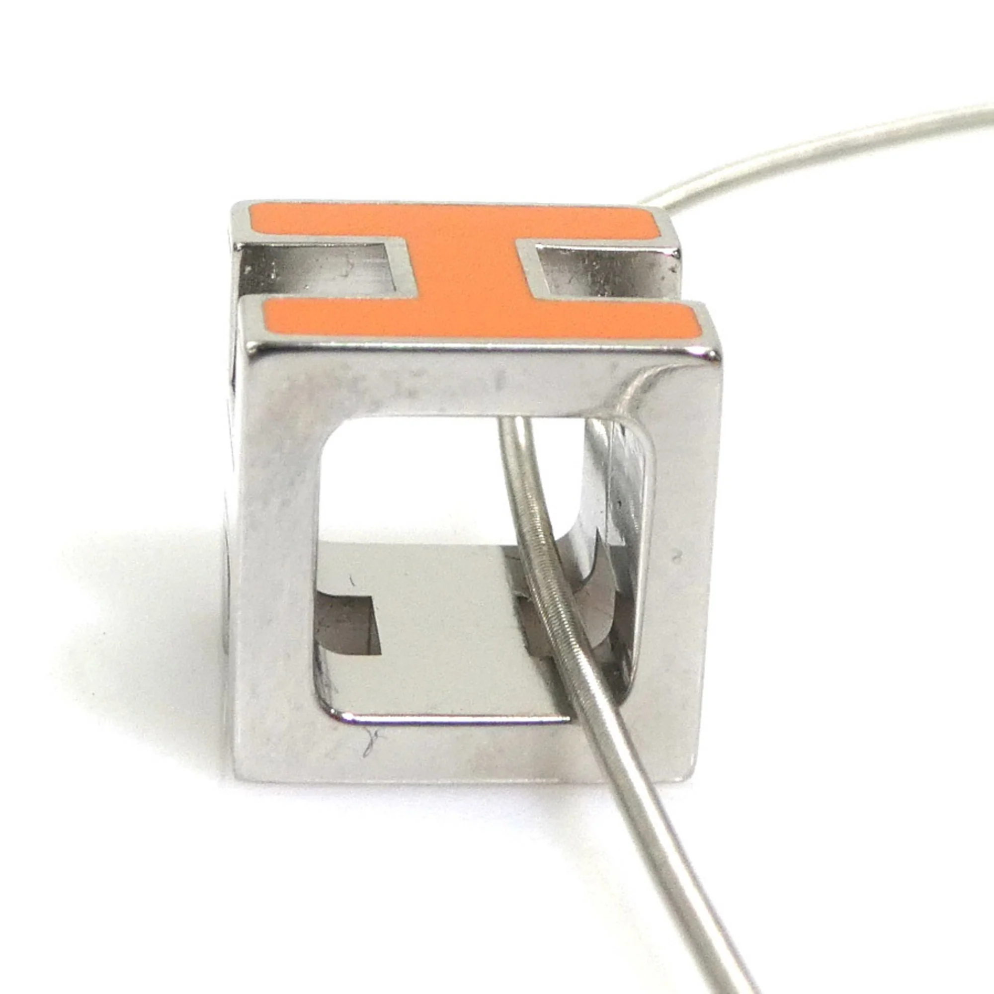 Pendant Necklace Metal Orange and Silver - Image 4