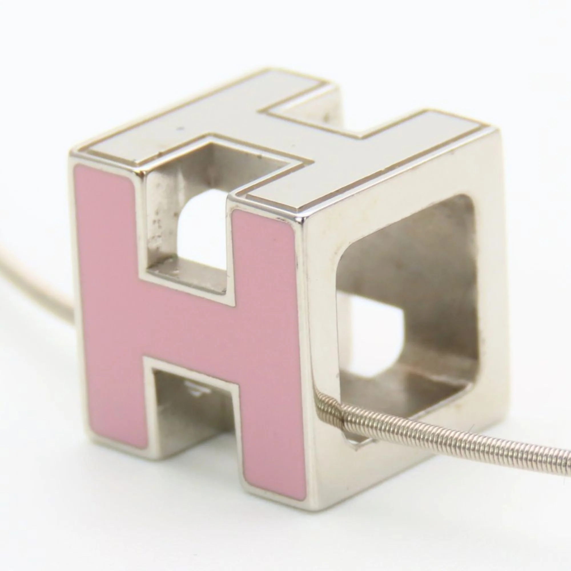 Pendant Necklace Metal Pink and Silver - Image 3