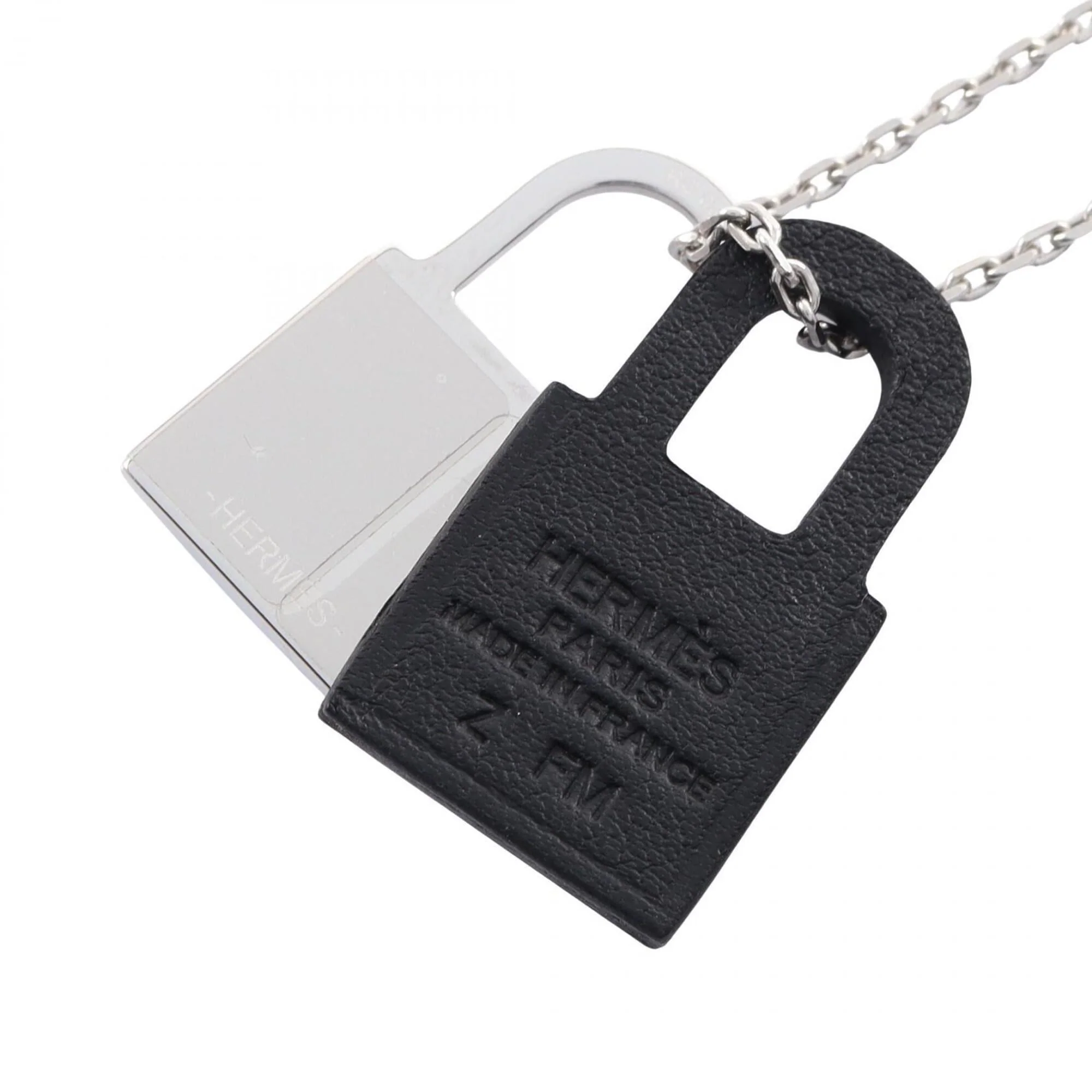 Pendant Necklace Stainless Steel and Swift Leather - Image 2